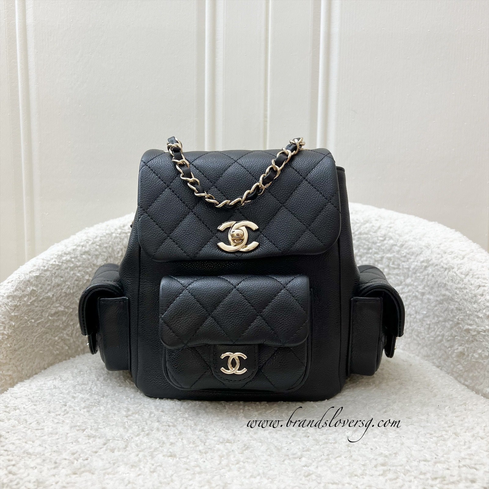 Chanel 23K Triple Pocket Duma Backpack in Black Caviar and Lghw ( )