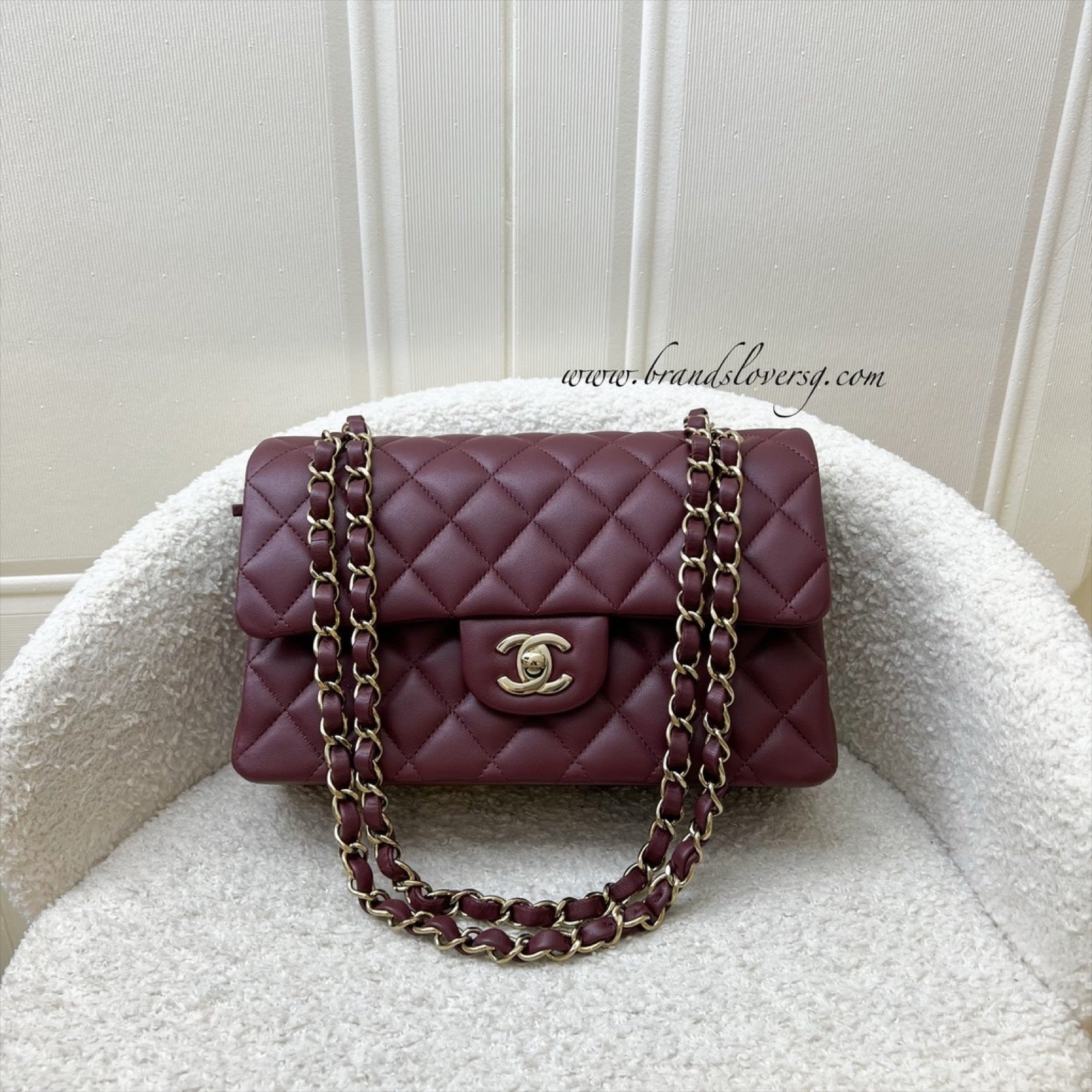 Chanel Small Classic Flap Cf In Burgundy Lambskin And Lghw Bag