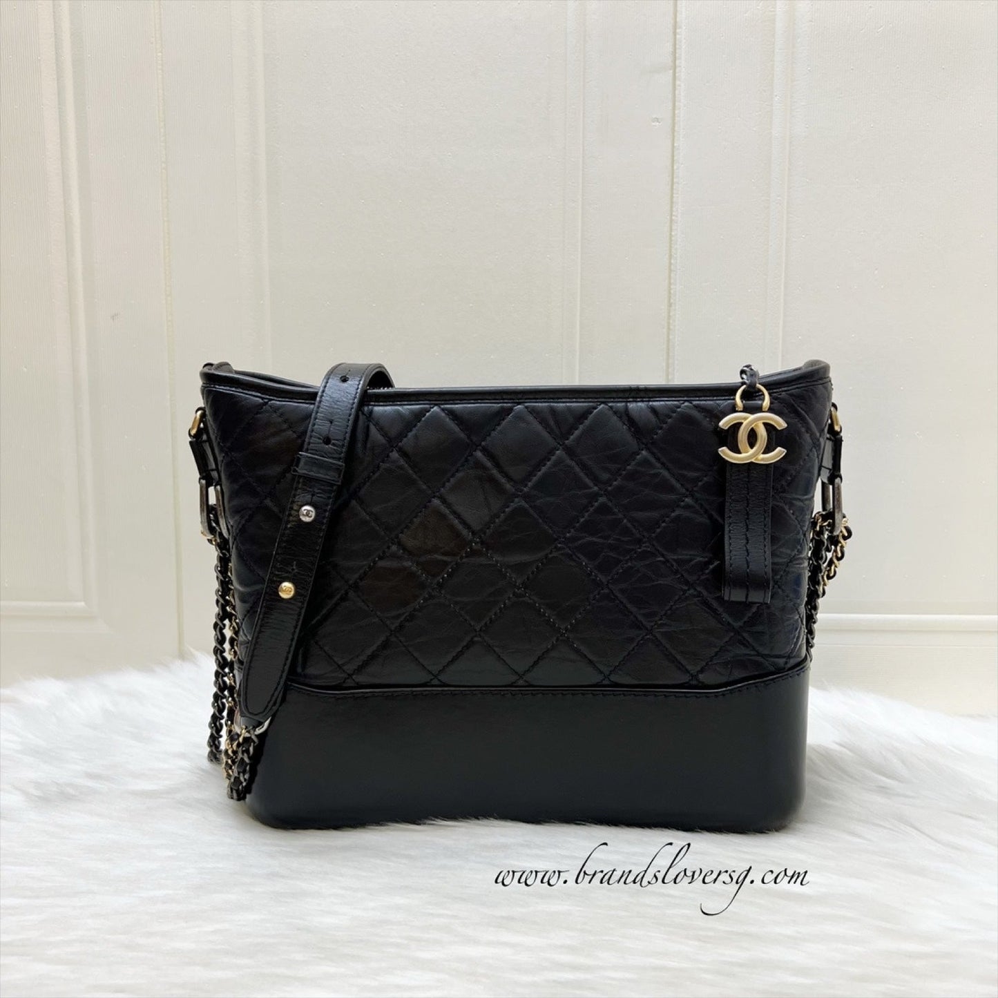 Chanel Medium (New Large) Gabrielle In Black Distressed Calfskin And 3 Tone Hw Bag