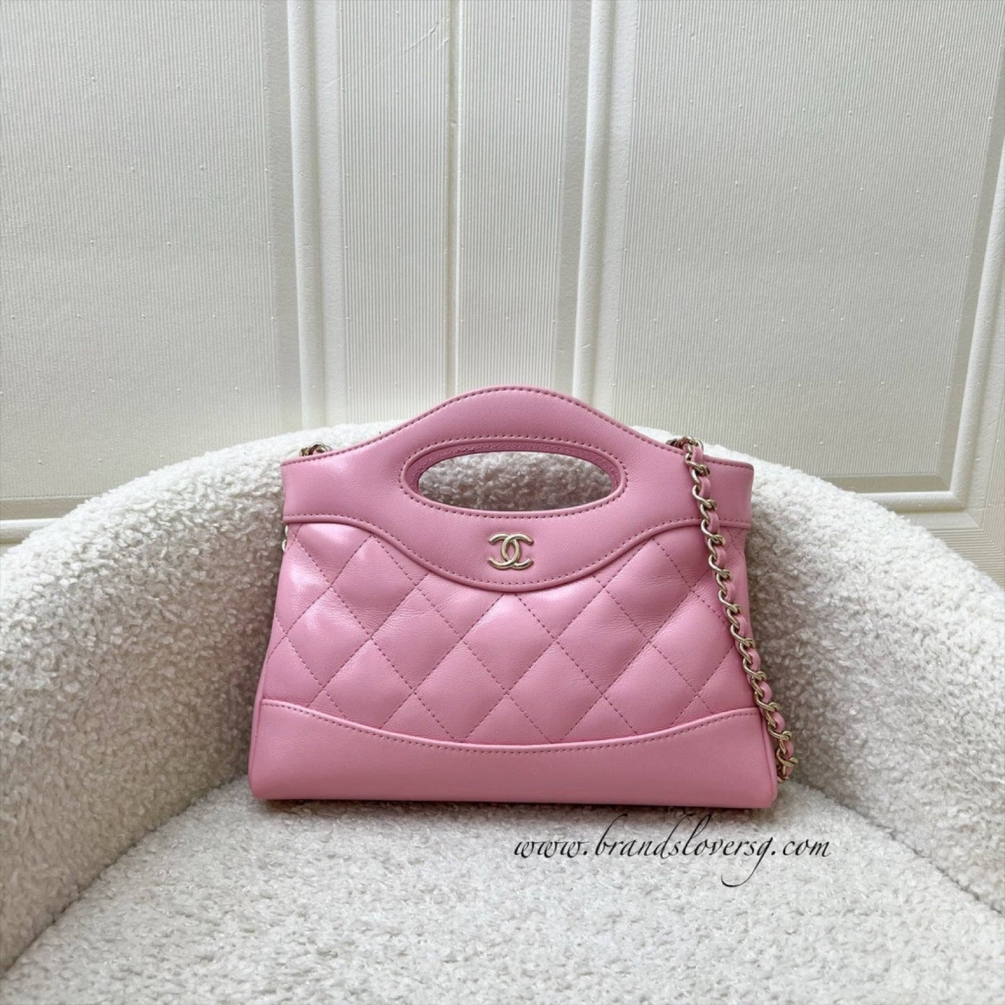 Chanel 31 Nano Shopping Bag in 25P Cotton Candy Pink Shiny Calfskin and Lghw