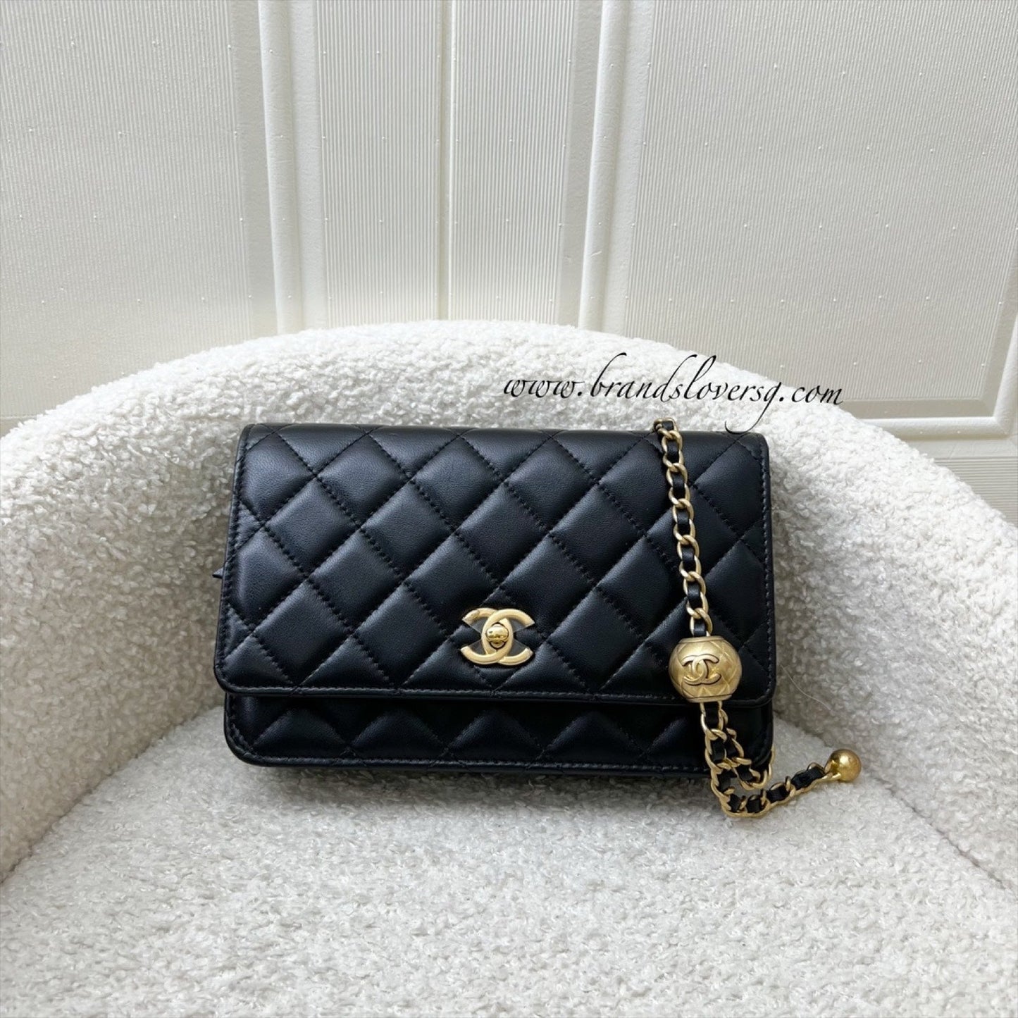 Chanel Pearl Crush Wallet on Chain WOC in Black Lambskin and Aghw ( ) Handbag