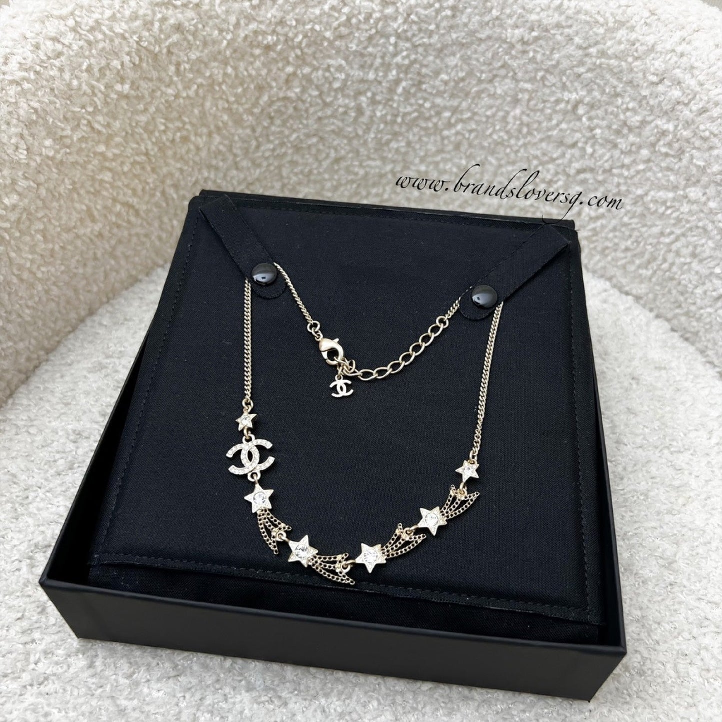 Chanel 25B Shooting Stars Necklace with Diamantés in Light Gold Hw ( )