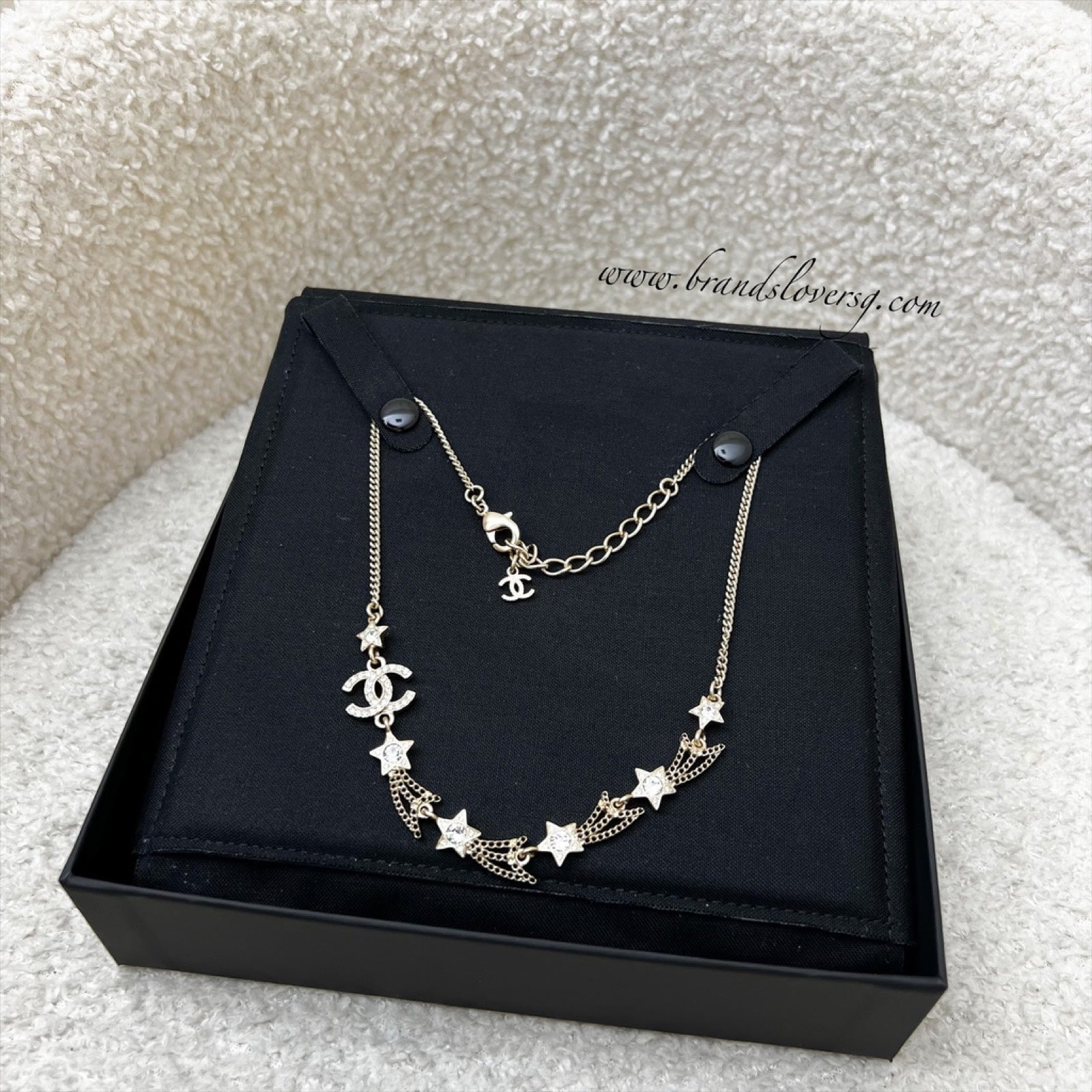 Chanel 25B Shooting Stars Necklace with Diamantés in Light Gold Hw ( )