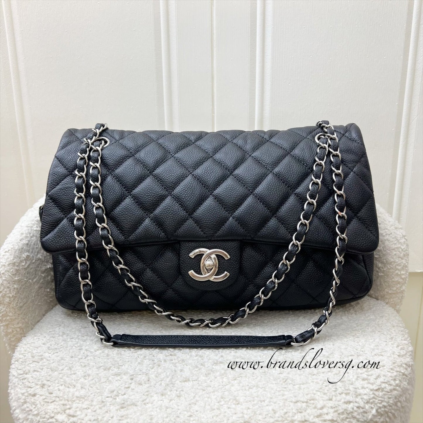 Chanel Easy Caviar Jumbo Flap in Black Caviar and SHW