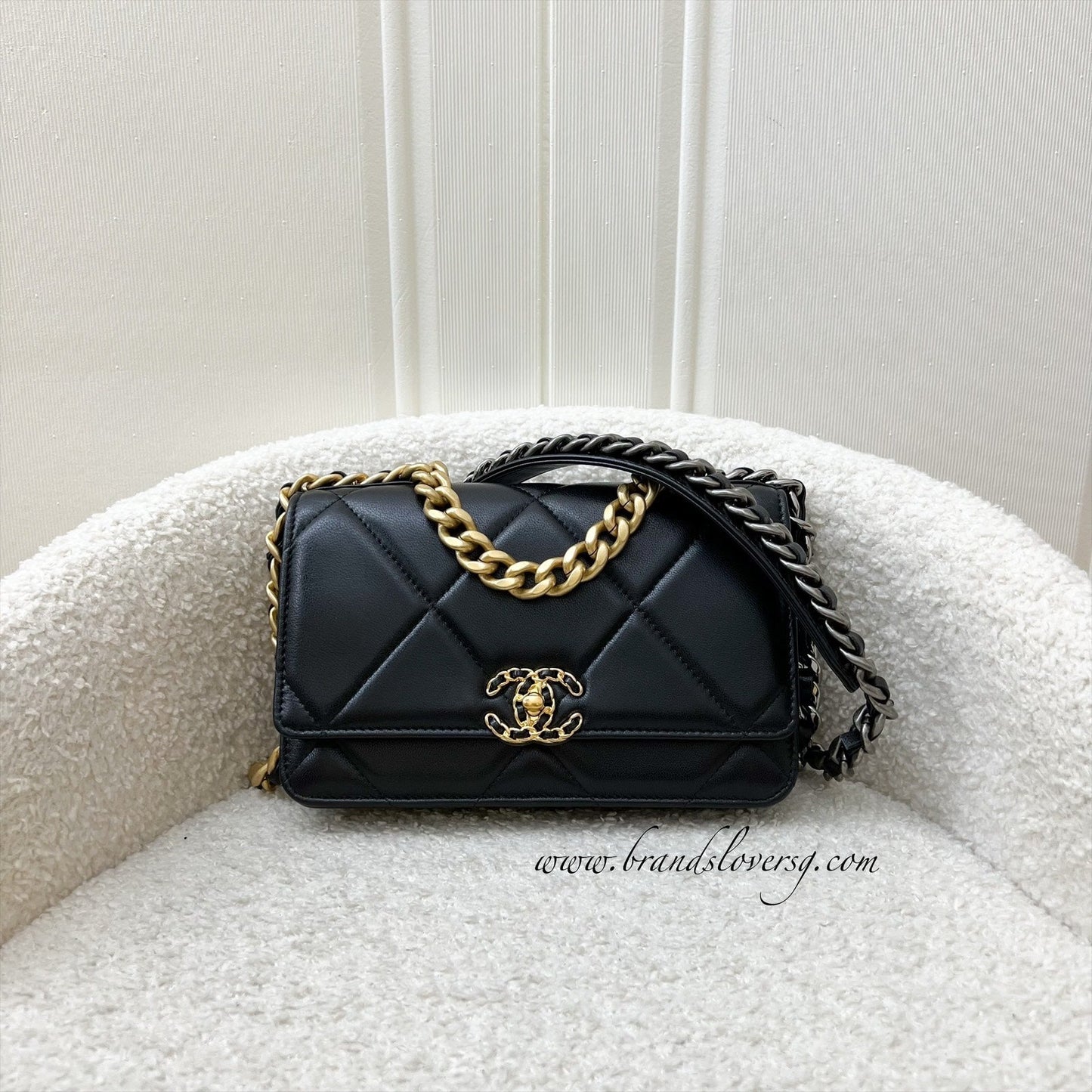 Chanel 19 Wallet on Chain WOC in Black Lambskin and 3 Tone Hw ( ) Handbag