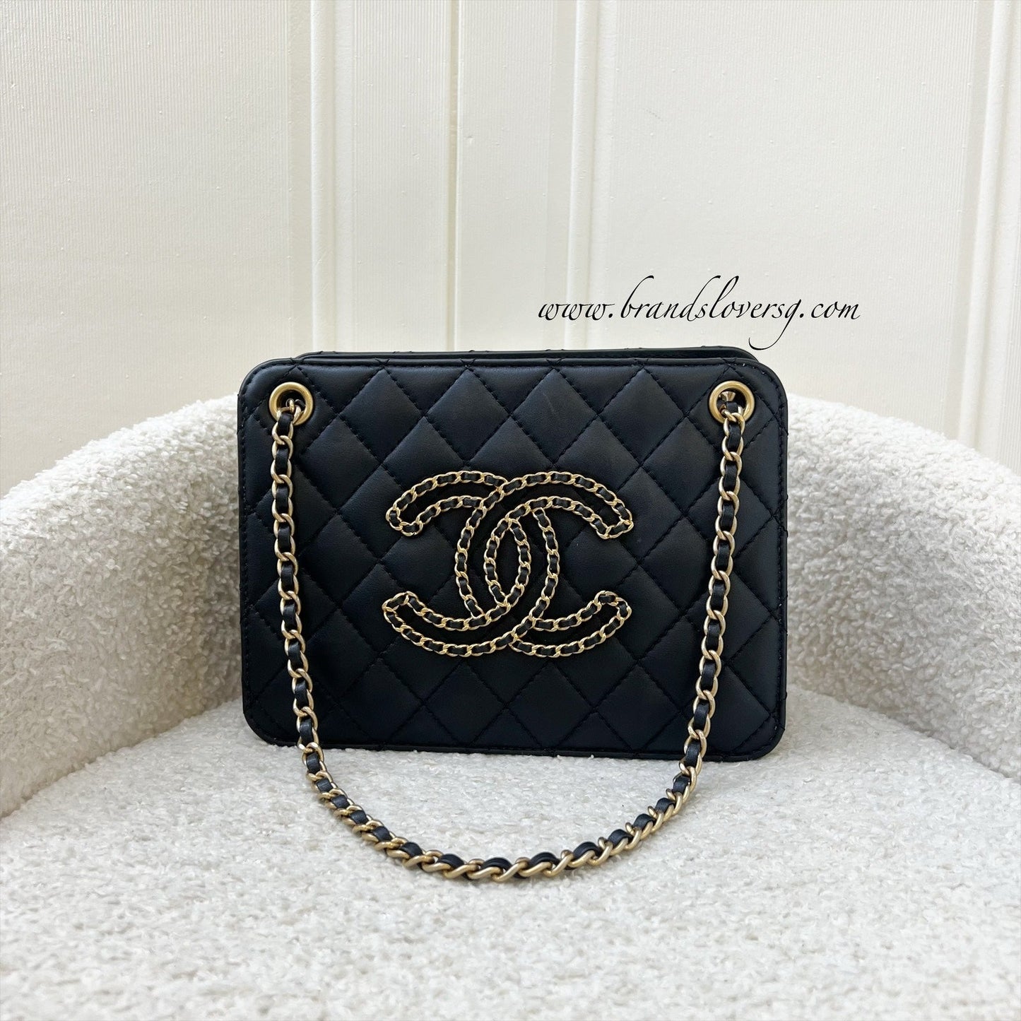 Chanel Mini Accordion Tote in Black Lambskin and Aghw ( )