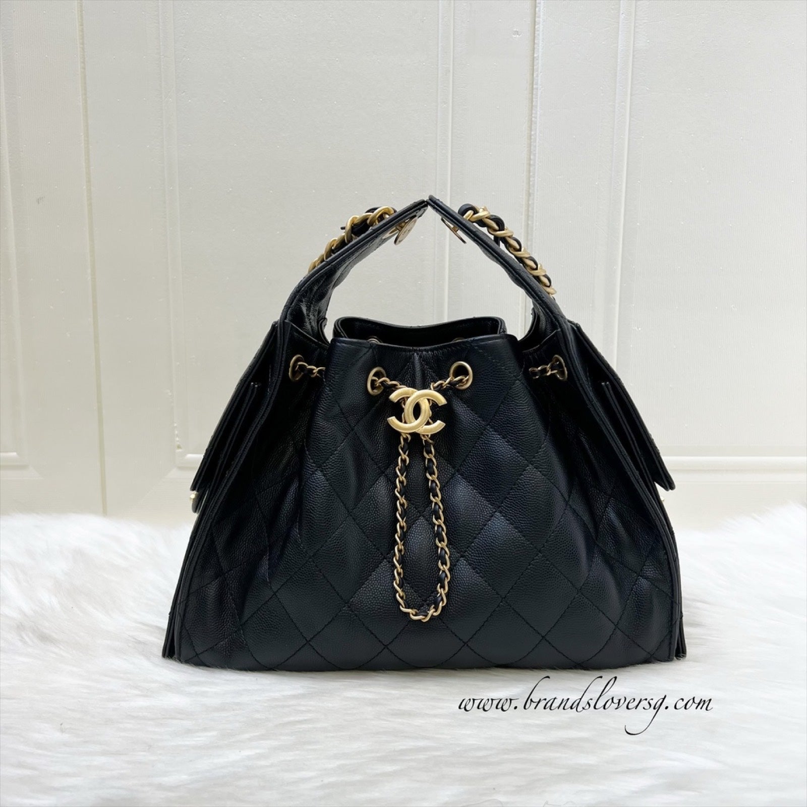 Chanel [Brand New - July ] 25 Small Hobo Bag In Black Caviar And Aghw ( )