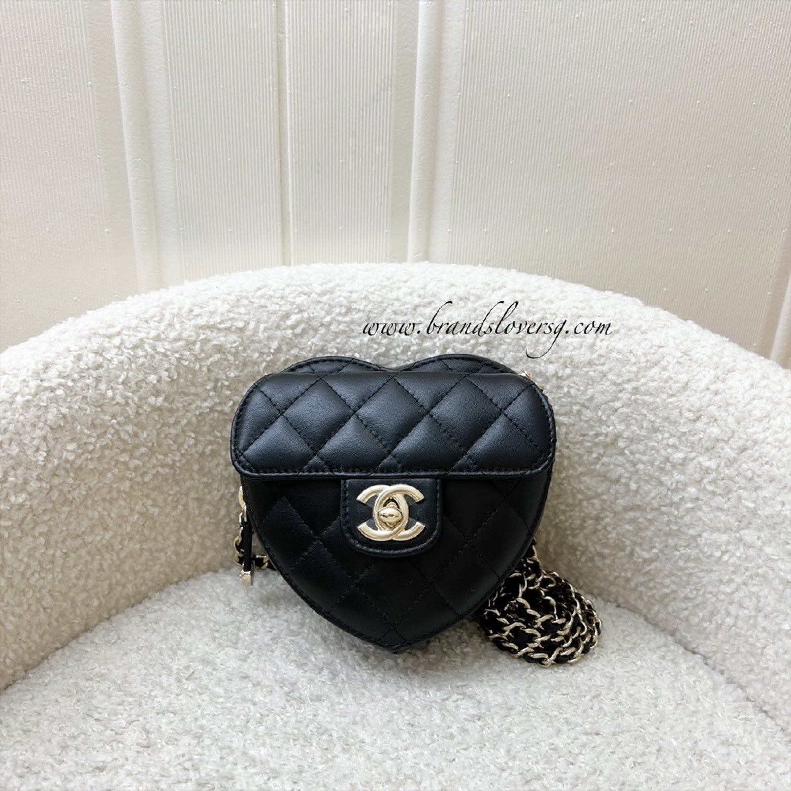 Chanel Mini Heart Clutch with Chain in Black Lambskin and Ghw ( )