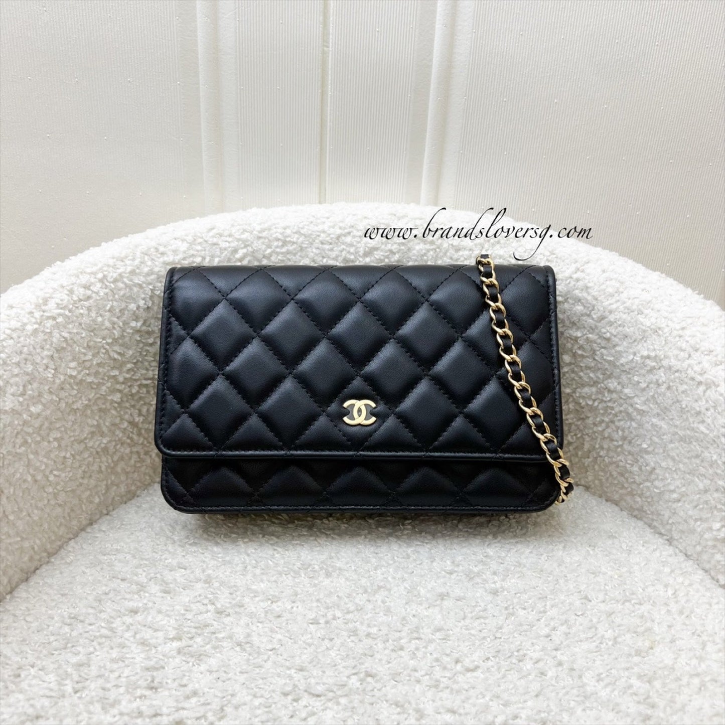 Chanel Classic Wallet on Chain WOC in Black Lambskin and Ghw Handbag