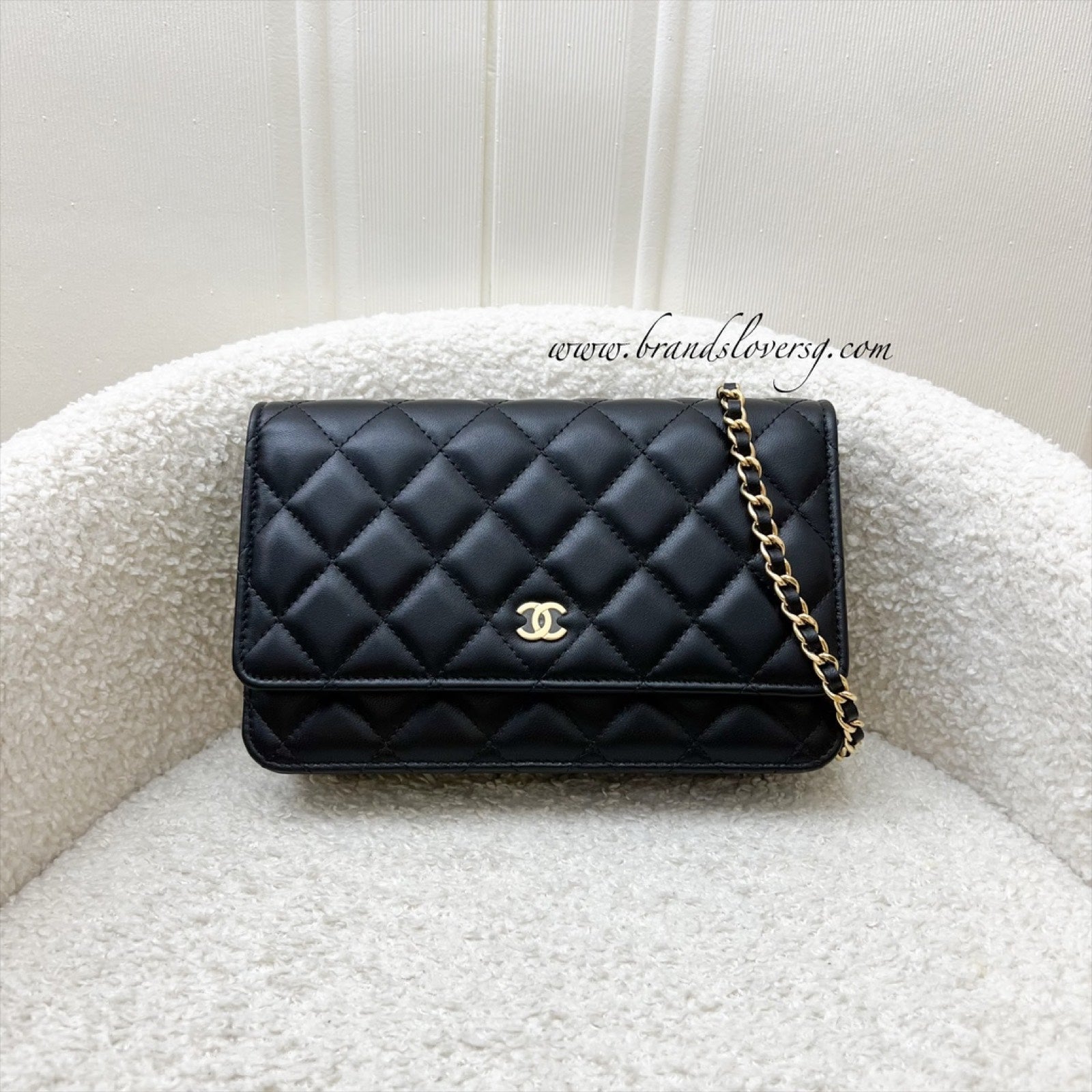 Chanel Classic Wallet on Chain WOC in Black Lambskin and Ghw Handbag