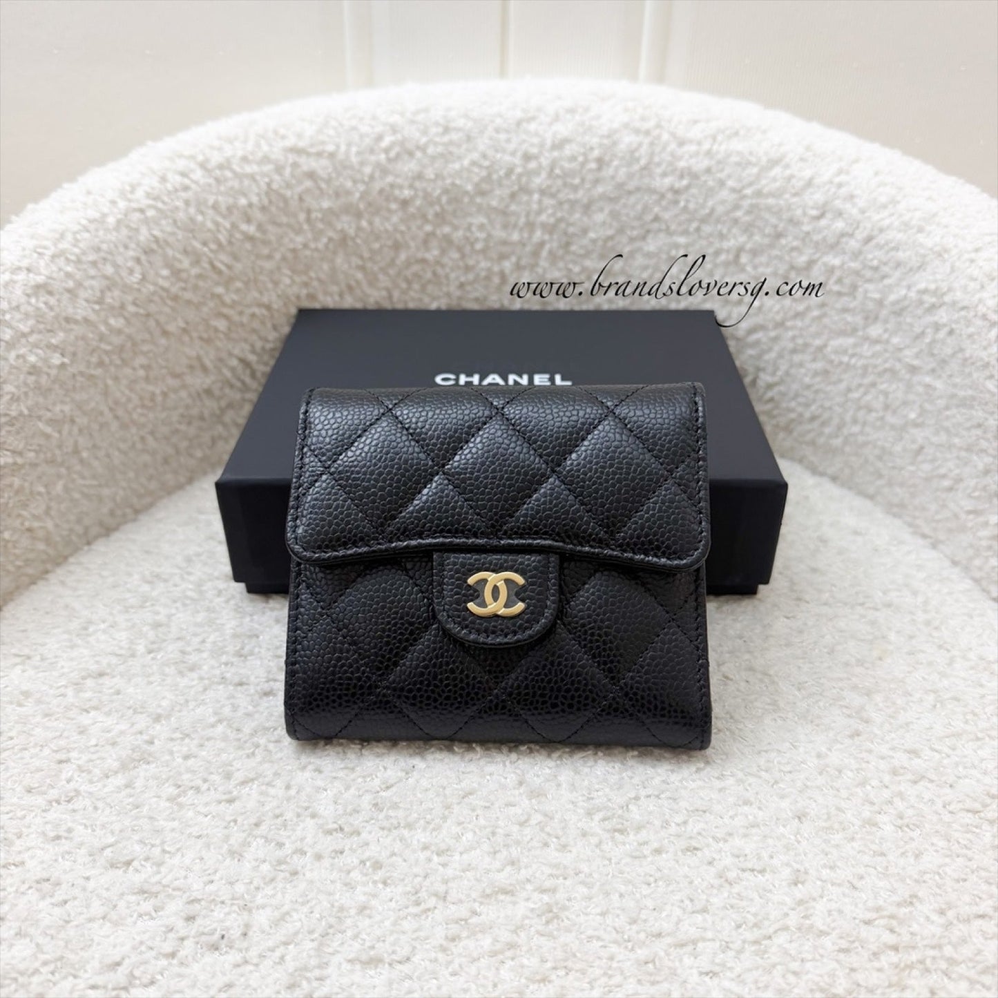 Chanel Classic Trifold Compact Wallet In Black Caviar And Ghw ( ) Bag