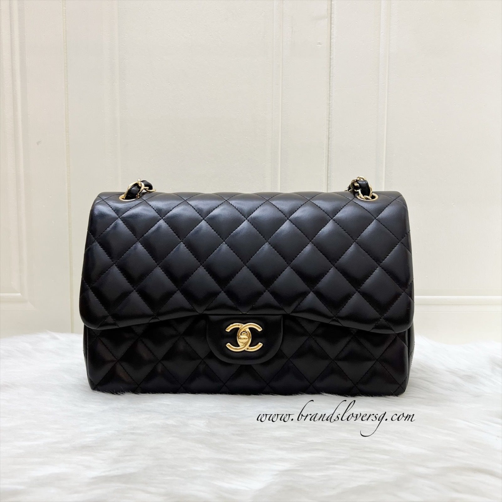 Chanel Jumbo Classic Flap Df in Black Lambskin and Ghw Handbag