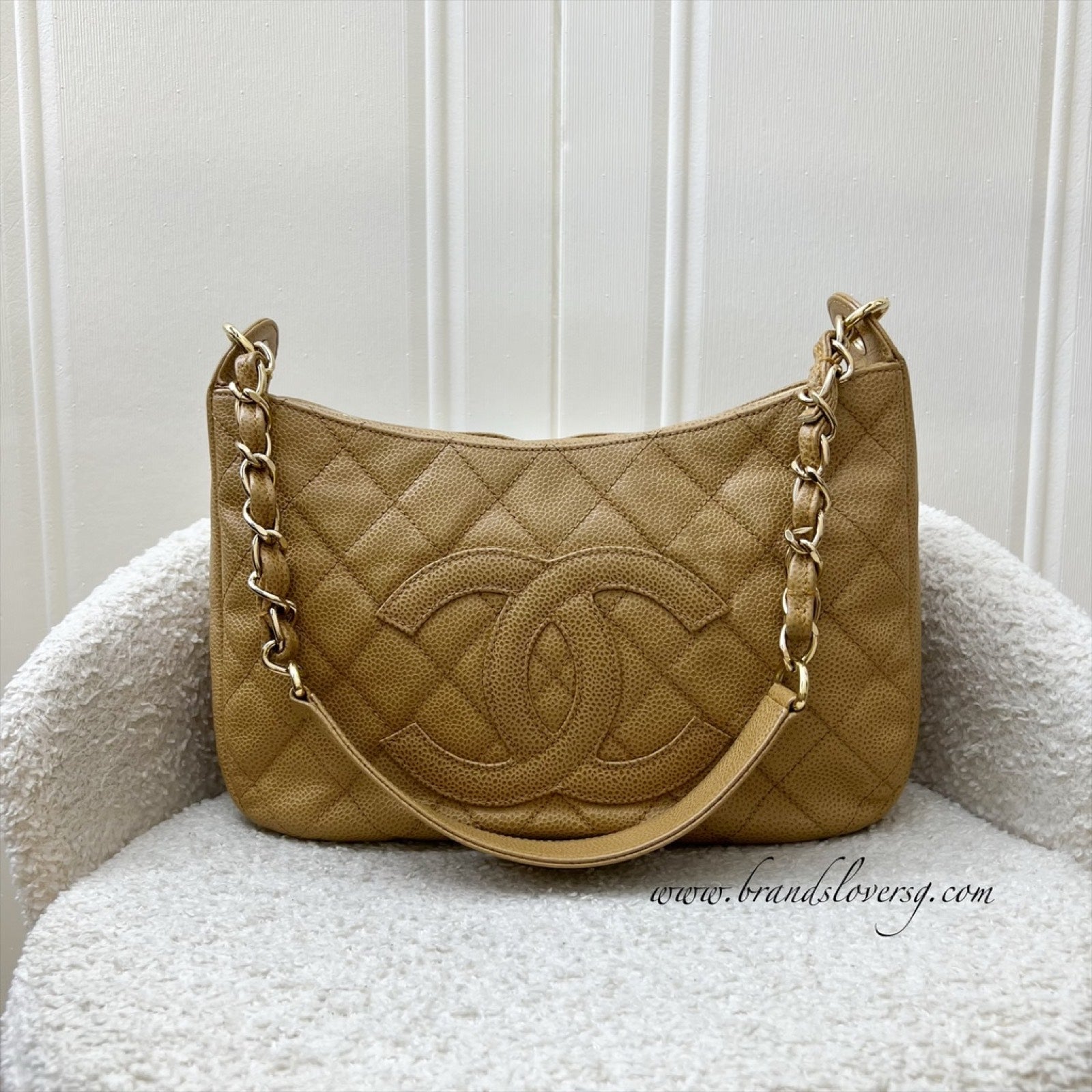Chanel Half Moon Timeless Hobo in Dark Beige Caviar and Ghw