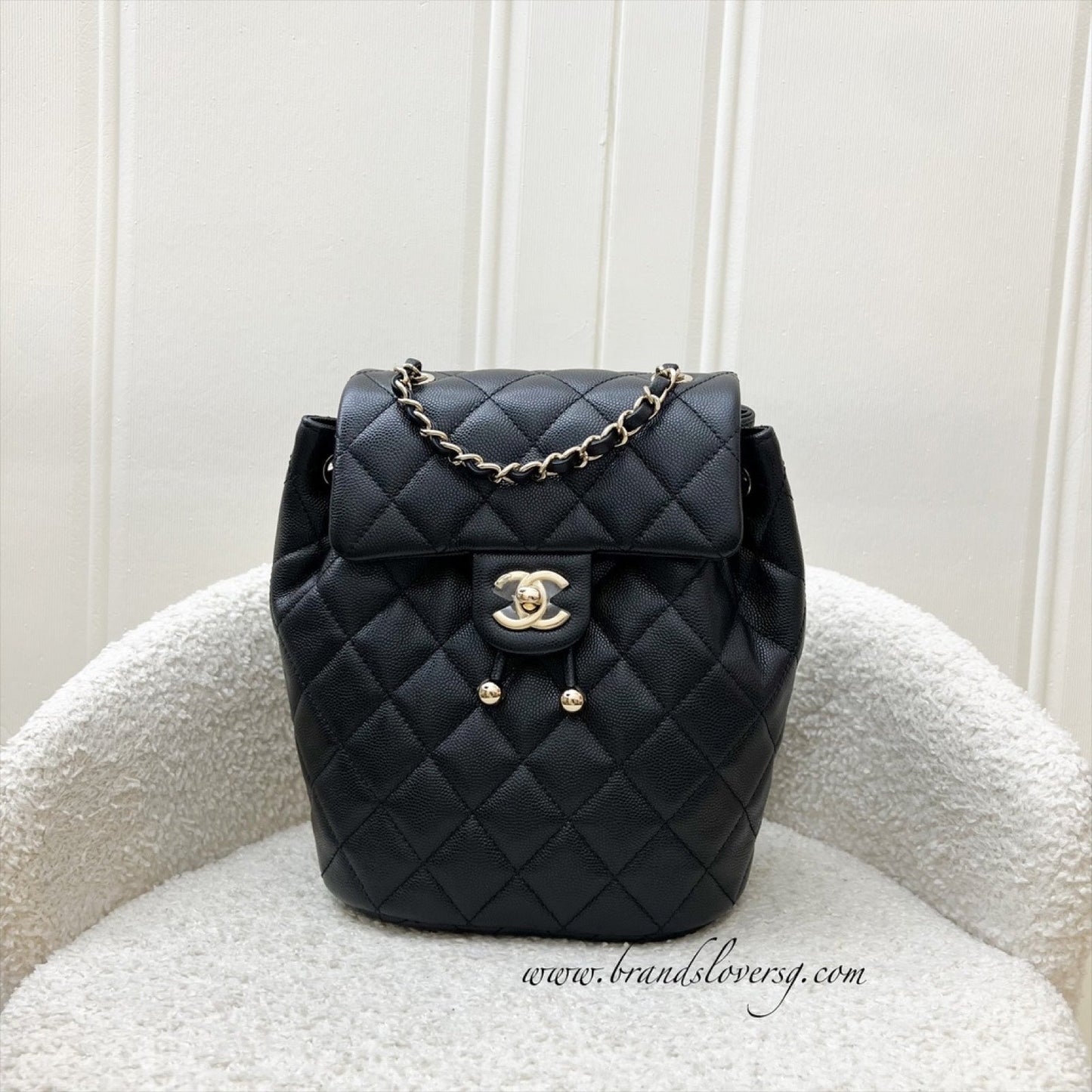 Chanel 24S Urban Spirit Backpack in Black Shiny Caviar and LGHW