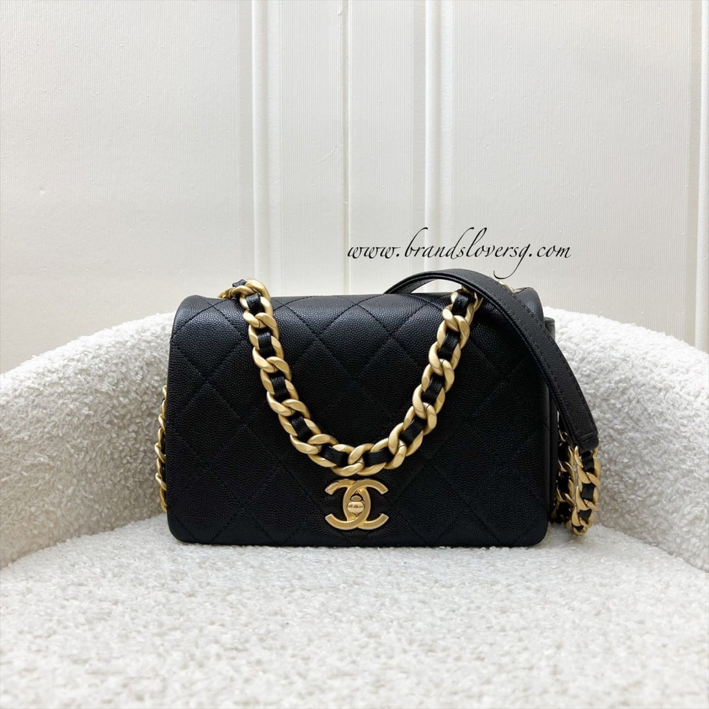 Chanel Seasonal Full Flap Bag in Black Caviar and Aghw ( )