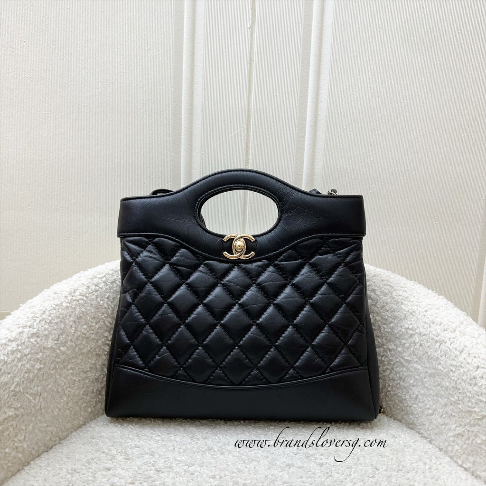 Chanel 31 Small / Mini Shopping Bag in 23A Black Matte Calfskin and Lghw