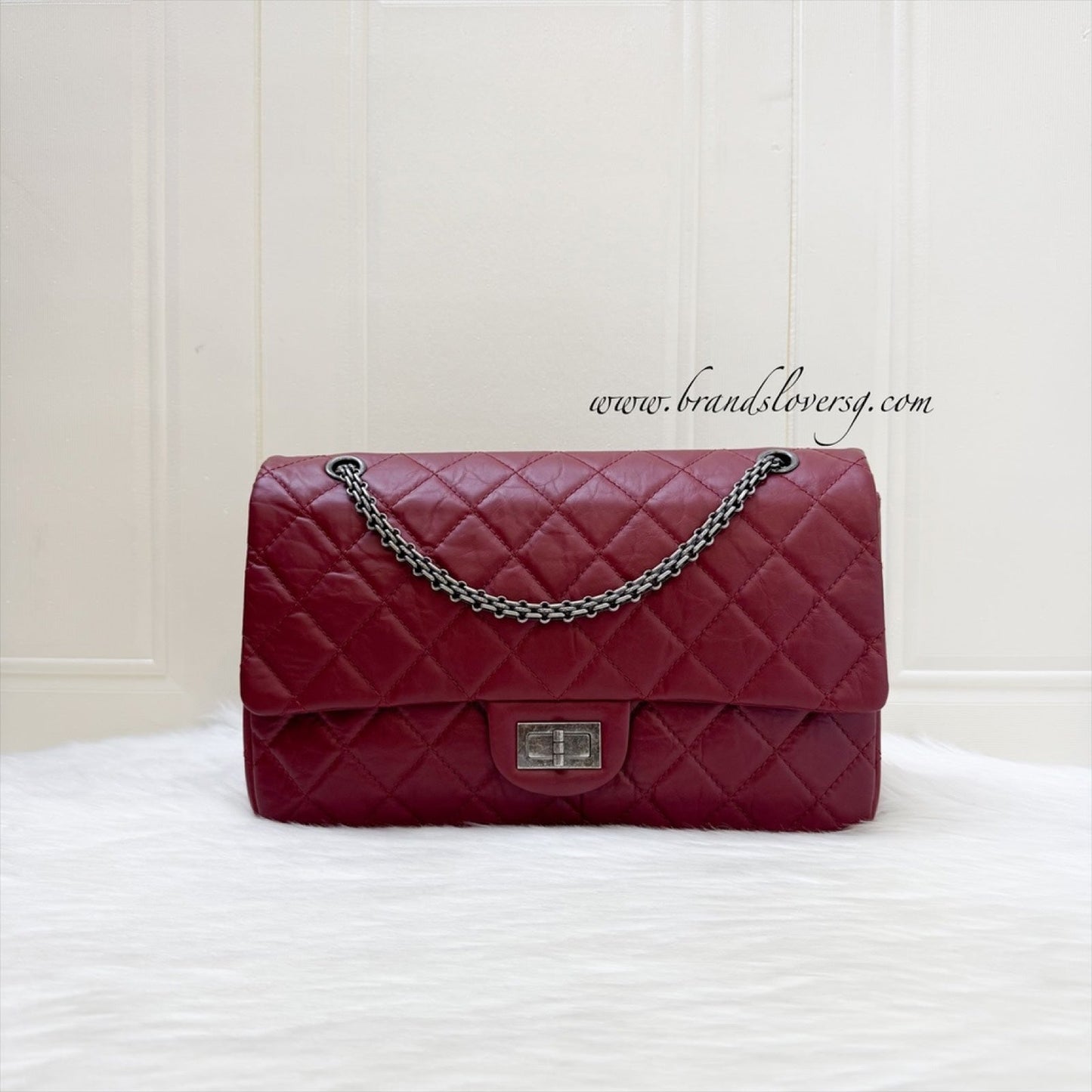 Chanel 2.55 Reissue 227 Maxi Flap In Red Distressed Calfskin And Rhw Bag