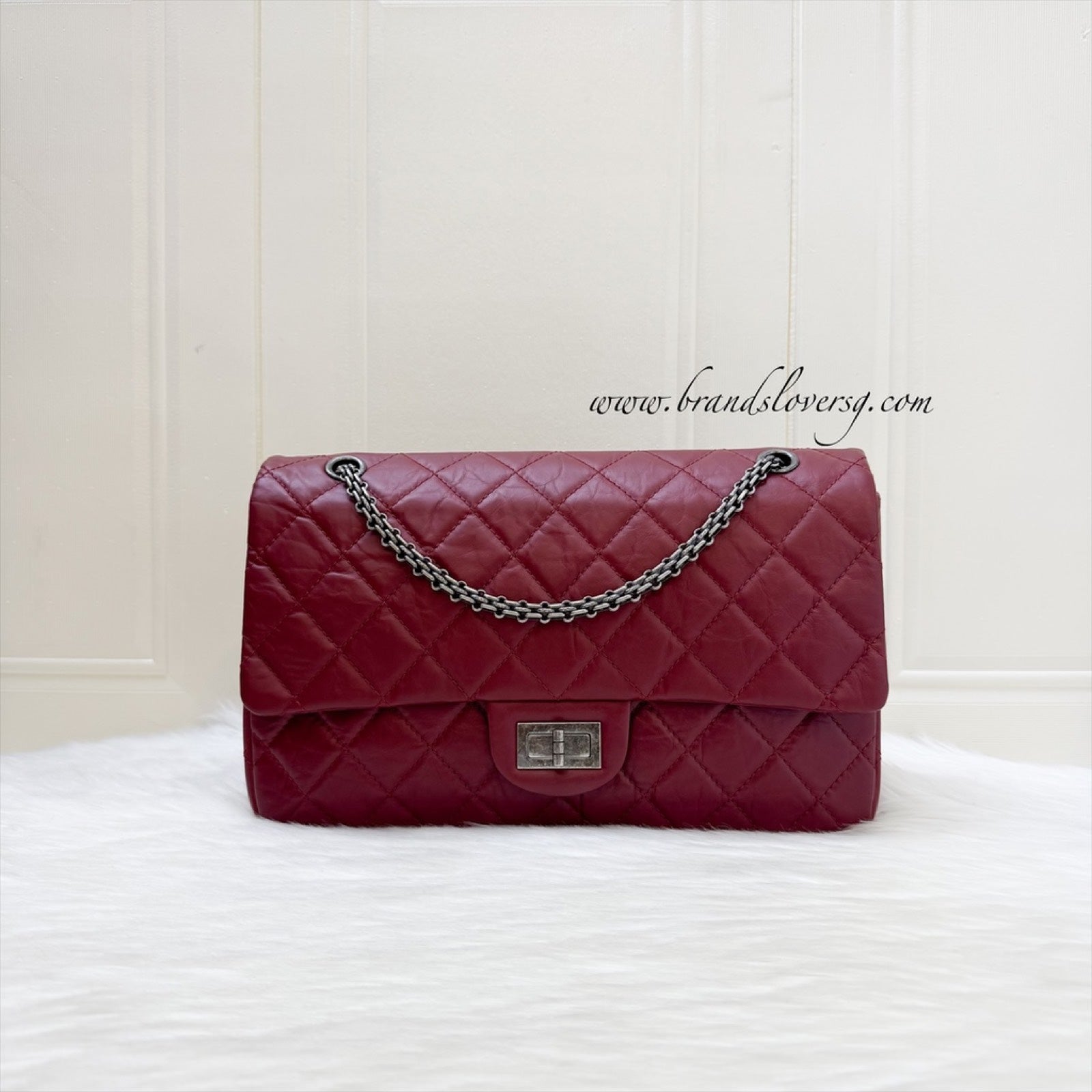 Chanel 2.55 Reissue 227 Maxi Flap in Red Distressed Calfskin and Rhw Handbag