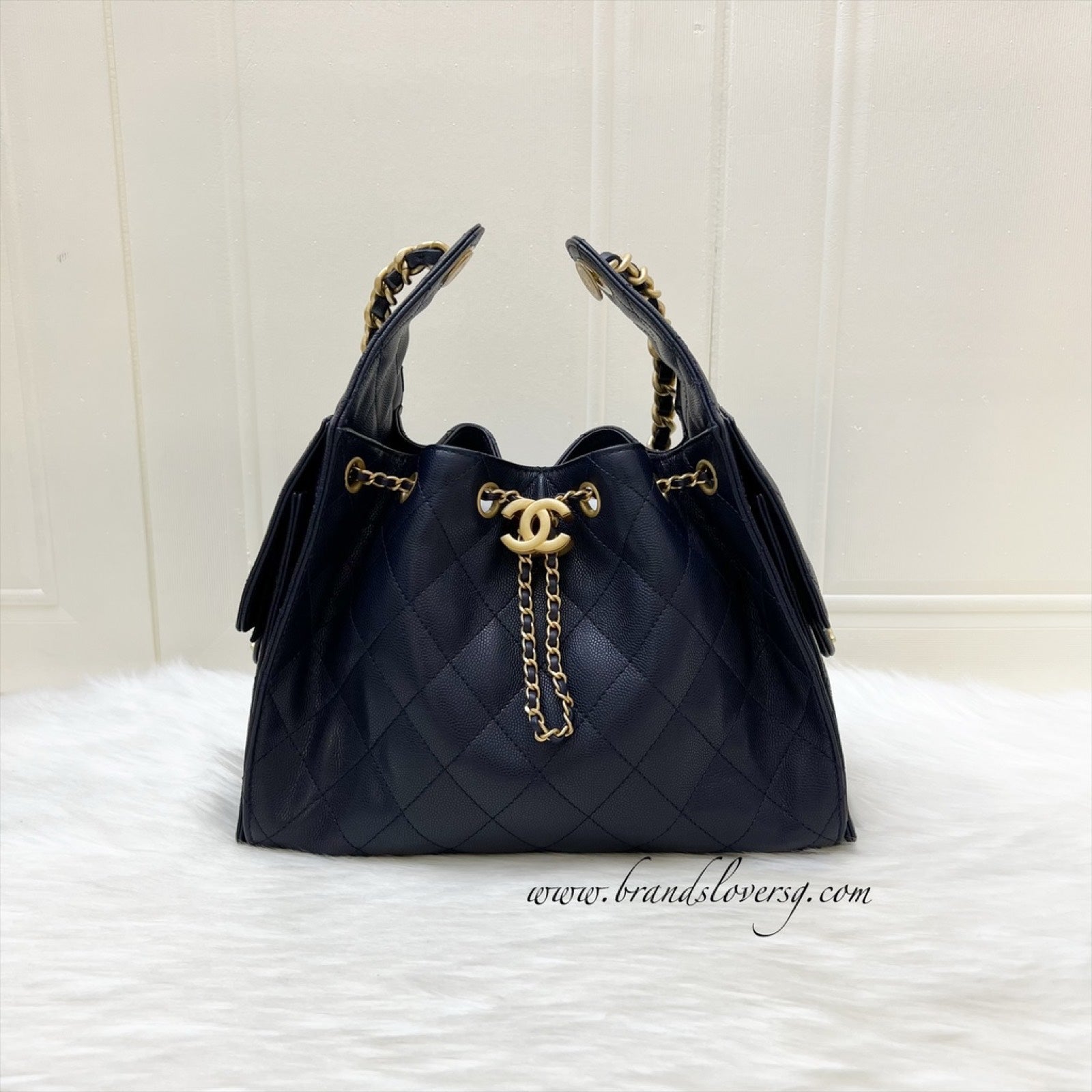 Chanel 25 Small Hobo Bag in 25S Navy Caviar and Aghw