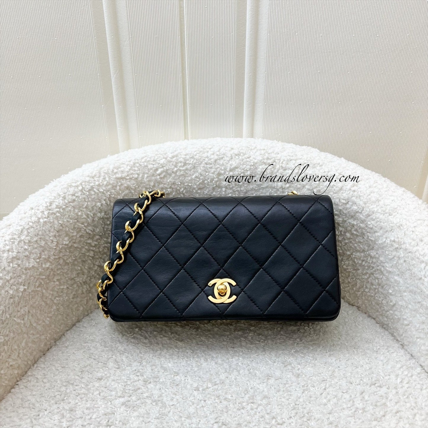 Chanel   Mini Full Flap in Black Lambskin and 24K GHW