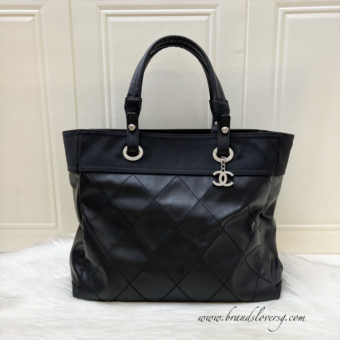Chanel Paris Biarritz Large Tote In Black And Shw