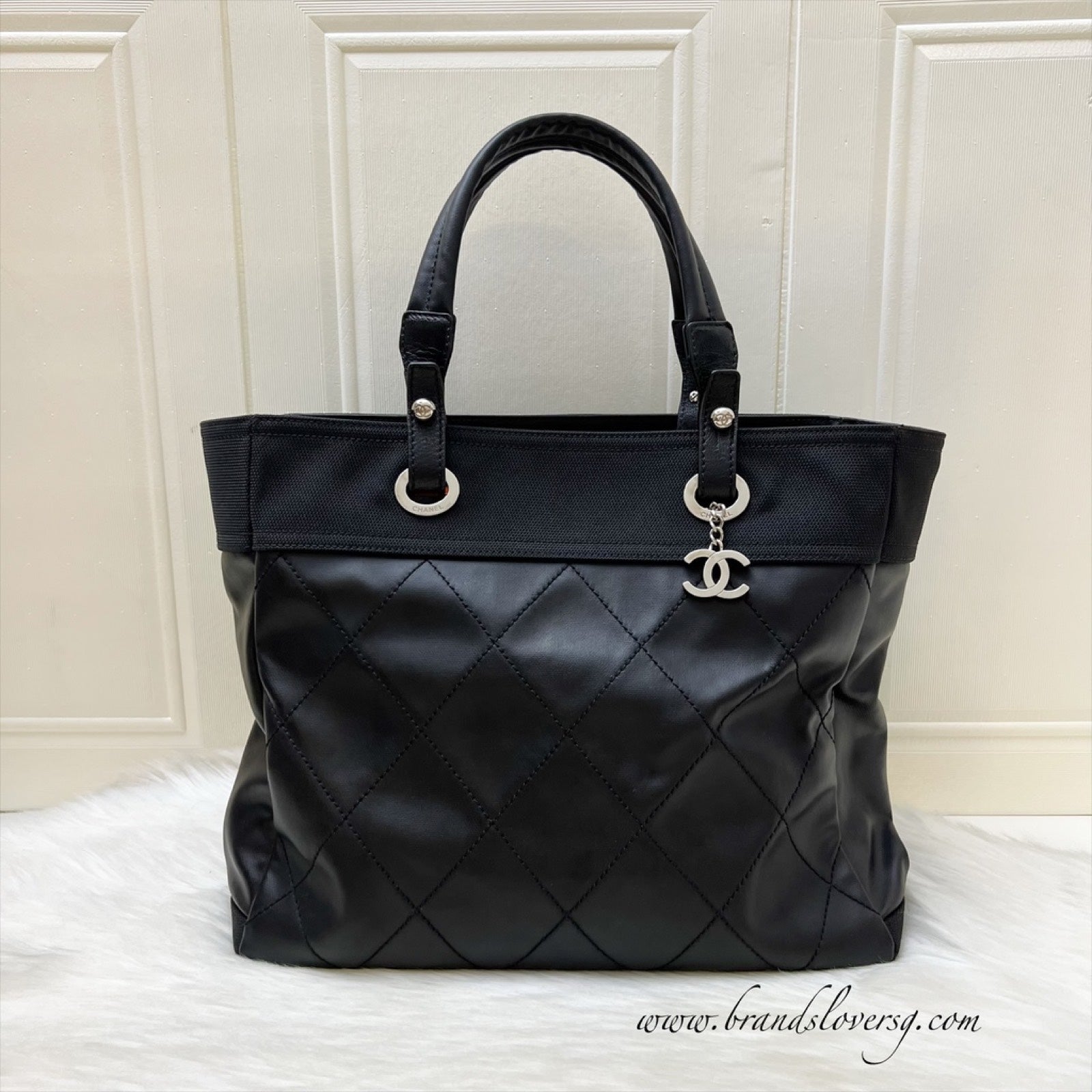 Chanel Paris Biarritz Large Tote In Black And Shw