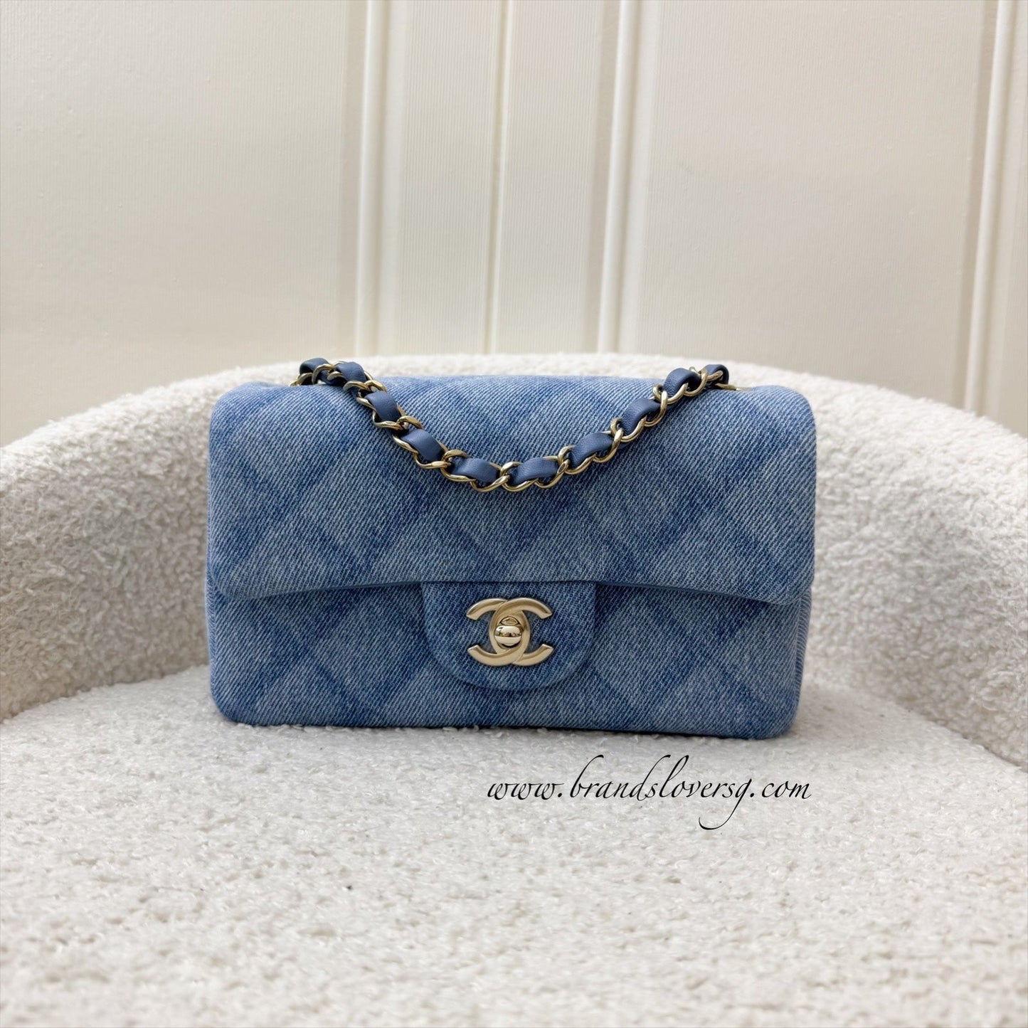 Chanel Classic Mini Rectangular Flap In 22B Light Blue Shadow Denim And Lghw ( ) Bag