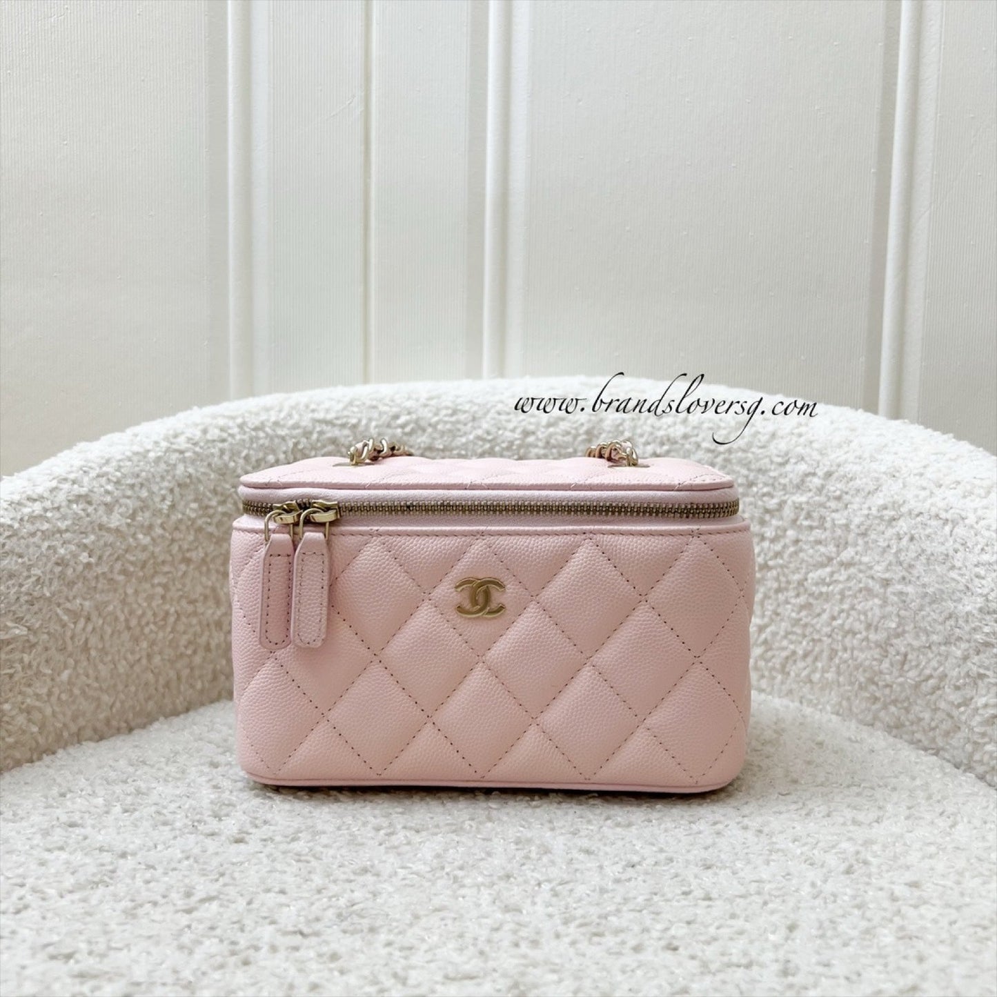 Chanel Classic Small Vanity In 22S Light Pink Caviar And Lghw