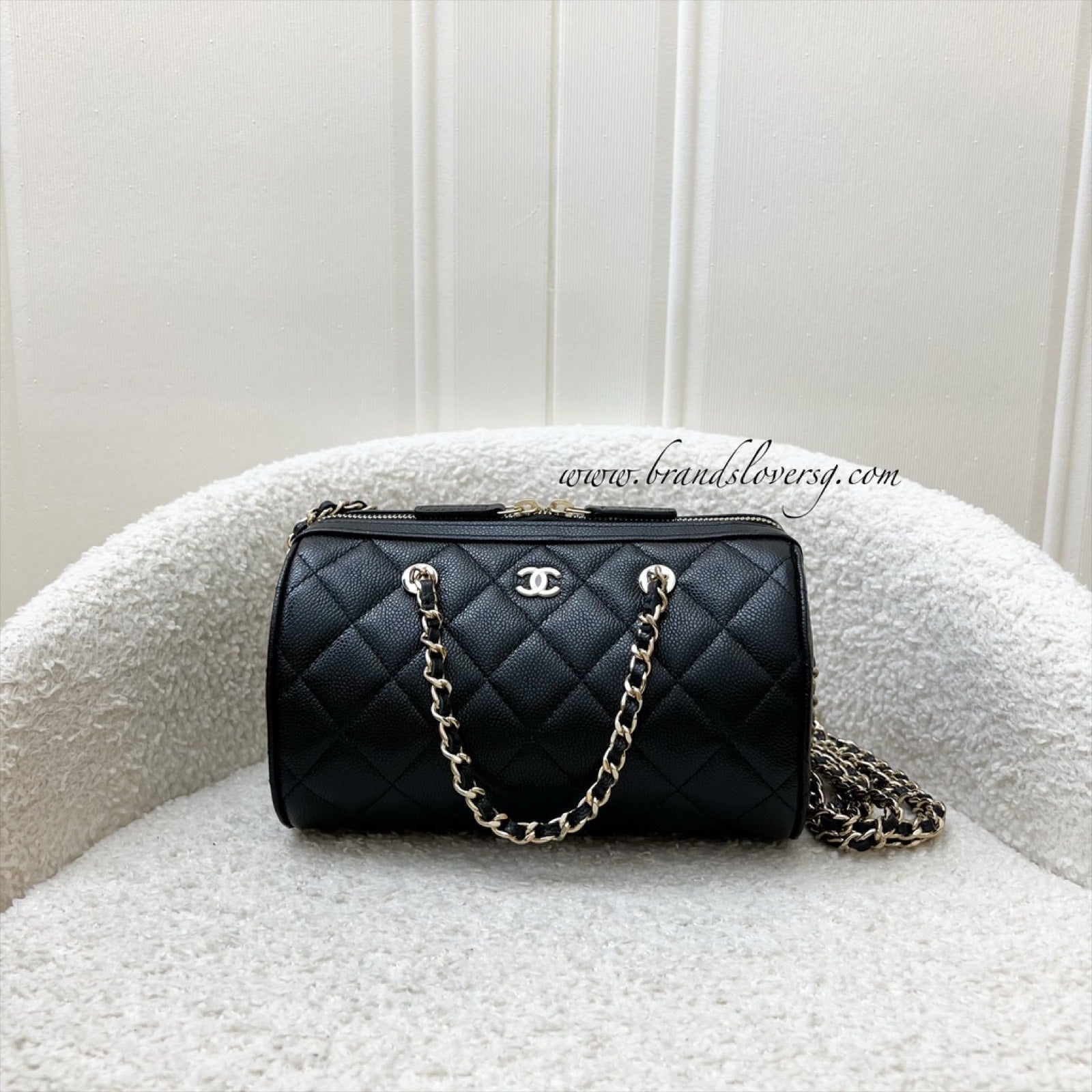 Chanel [Brand New - Local Set - ] 25P Bowling Bag In Black Caviar And Lghw ( )