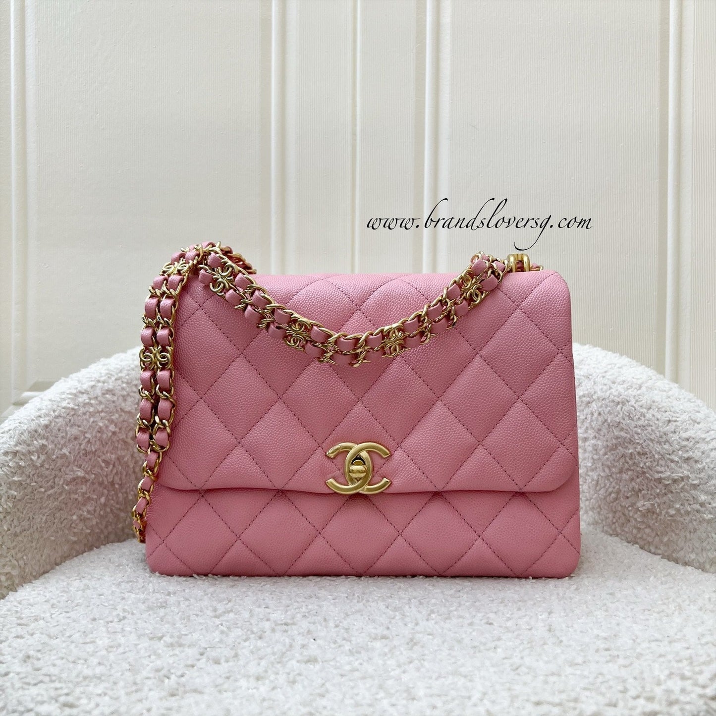 Chanel 22K Coco First Small Flap in Pink Caviar and LGHW (Model: AS3633)