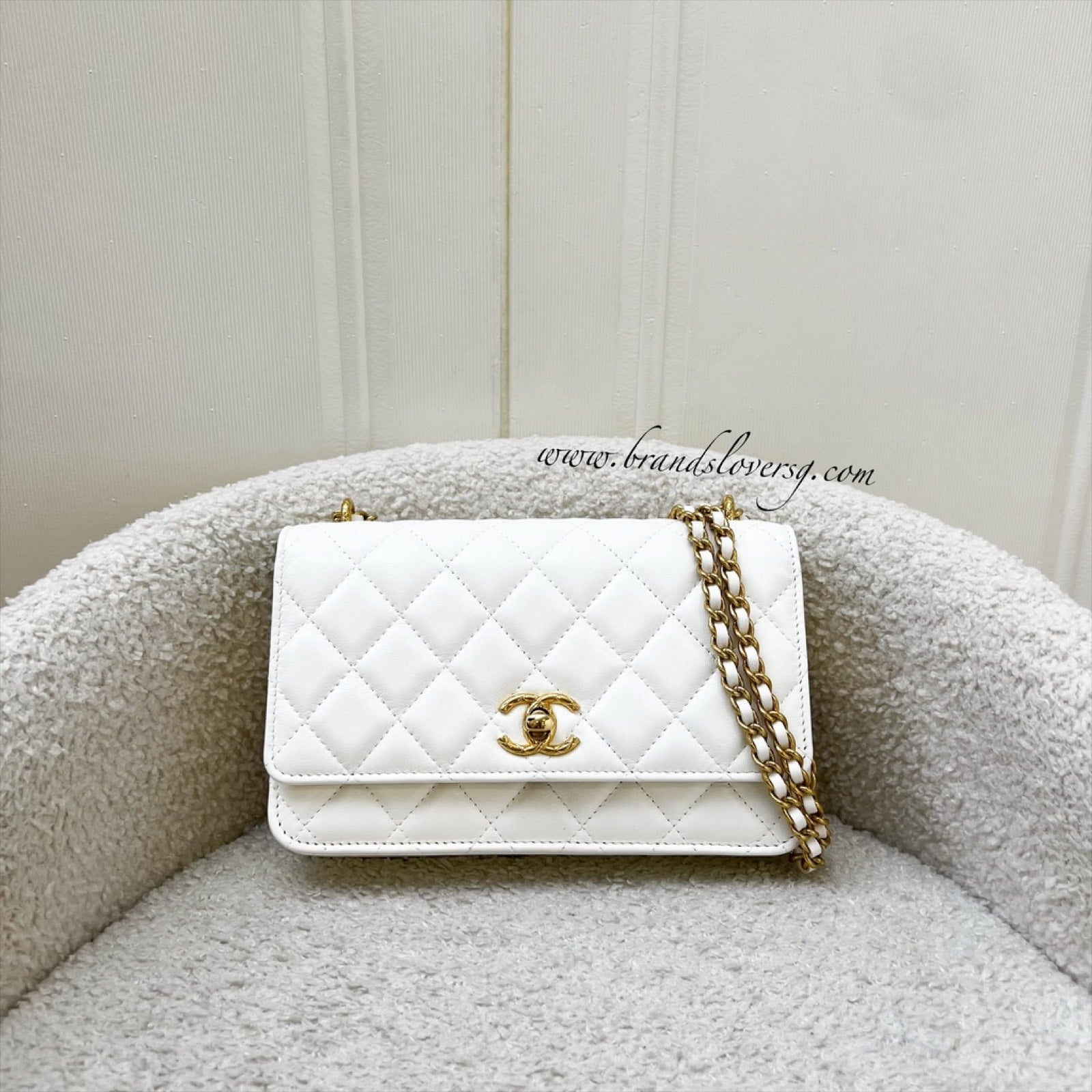 Chanel Seasonal Wallet On Chain Woc In White Lambskin And Ghw ( ) Bag