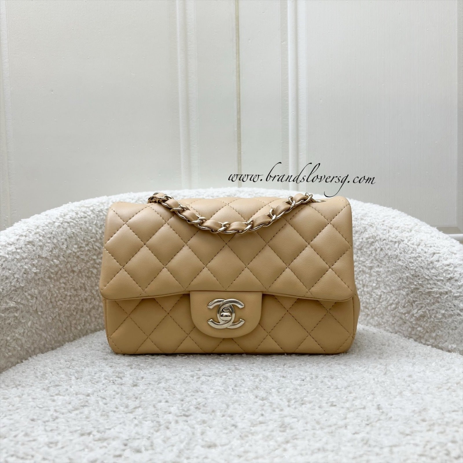 Chanel Classic Mini Rectangular Flap In 22C Beige Lambskin And Lghw ( ) Bag