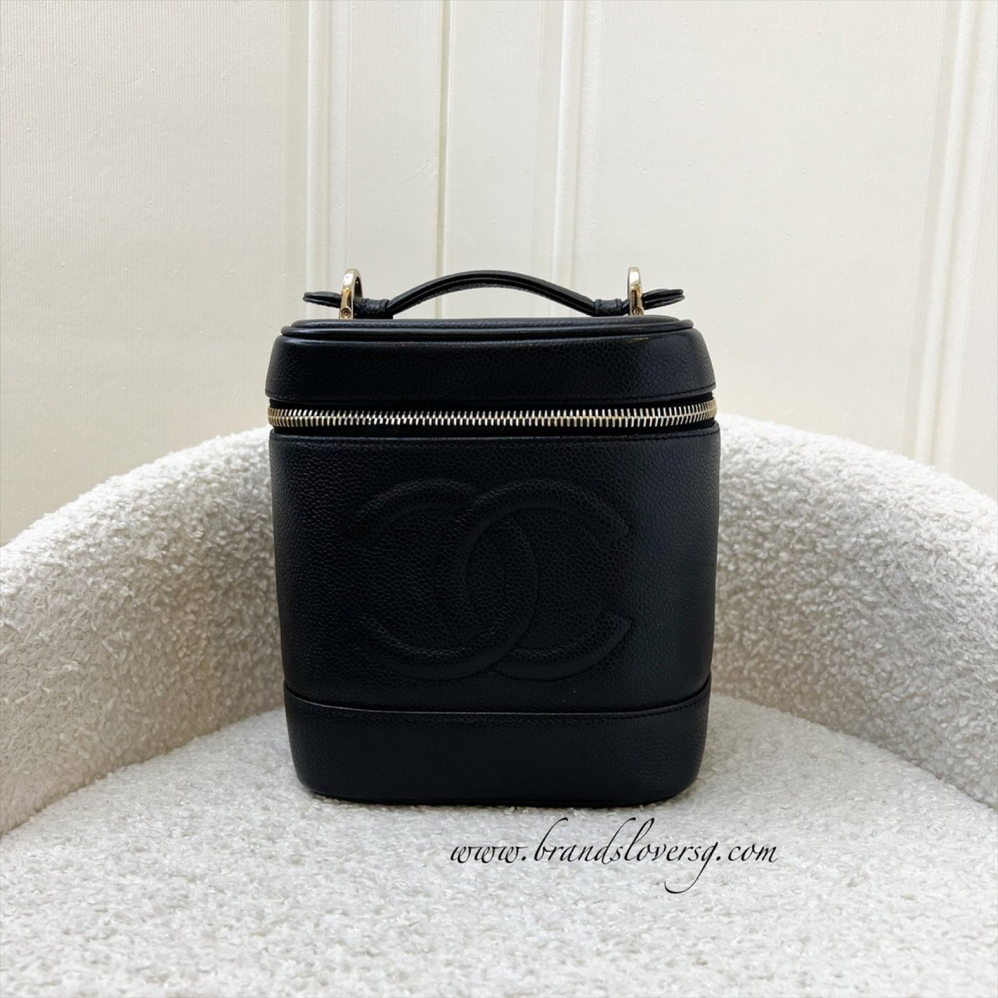 Chanel Vertical Vanity In Black Caviar And Ghw Bag