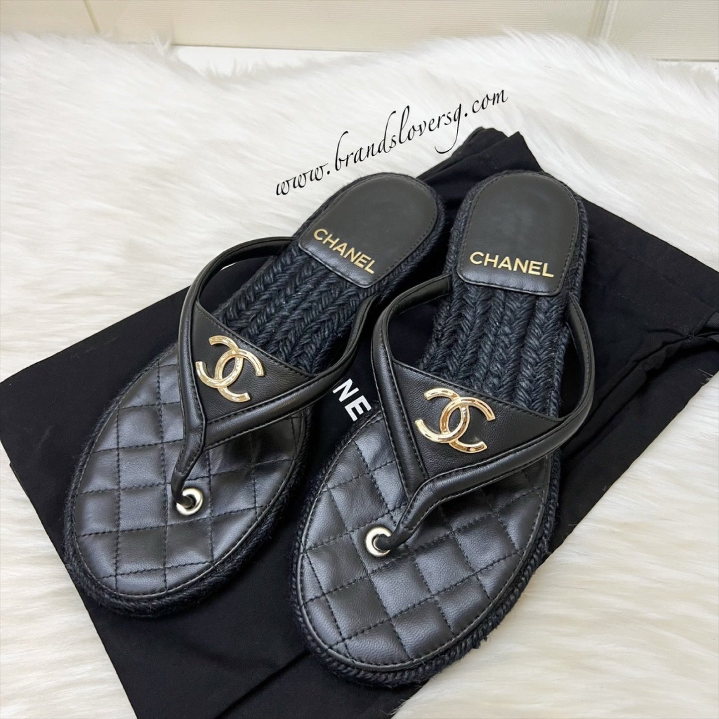 Chanel Coco Beach Thongs In Black Sz 39 Bag