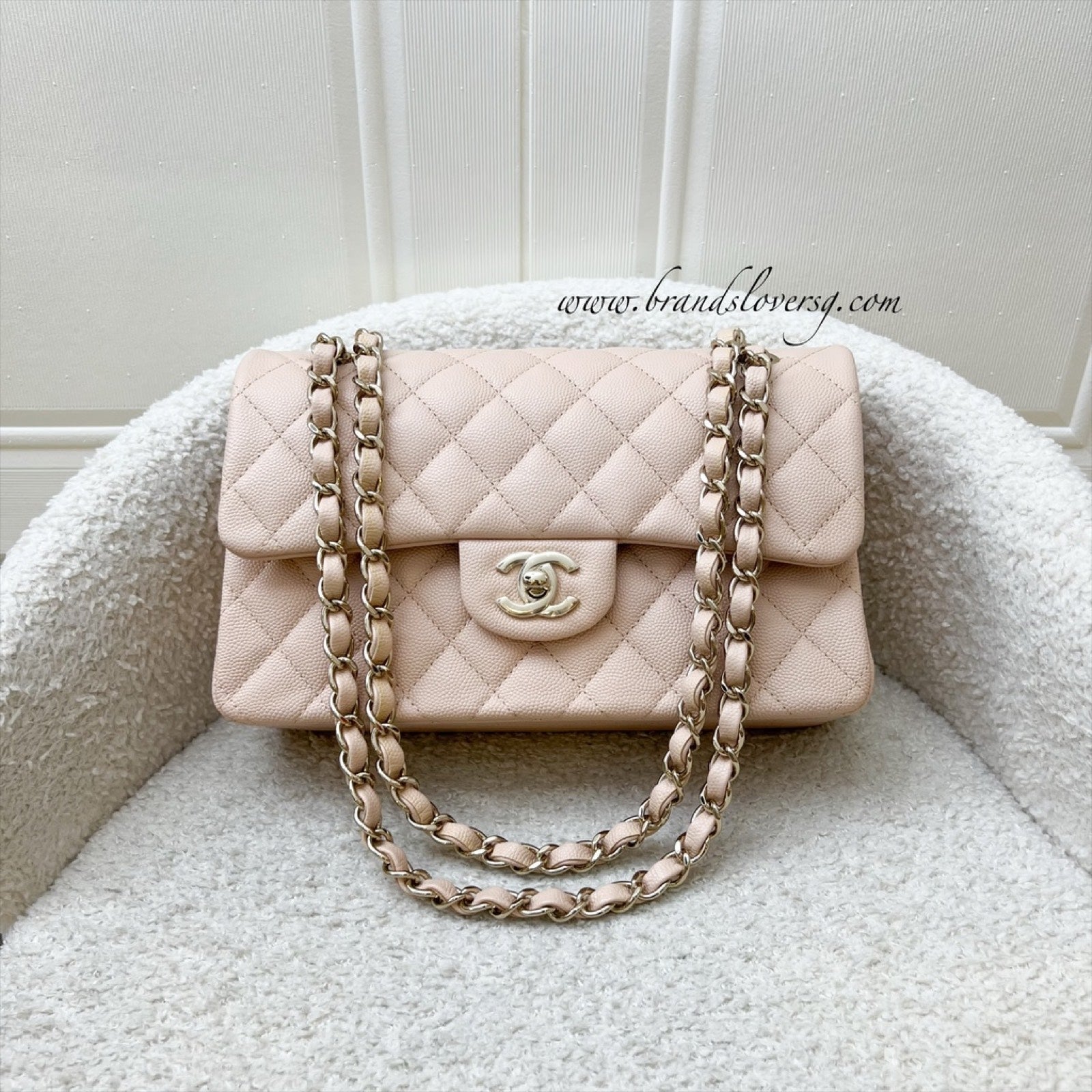 Chanel Small Classic Flap Cf in 22C Beige Clair Caviar and Lghw ( ) Handbag