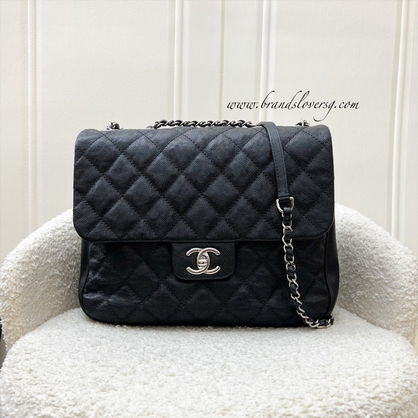 Chanel 18P Seasonal Flap In Black Caviar And Shw ( ) Bag