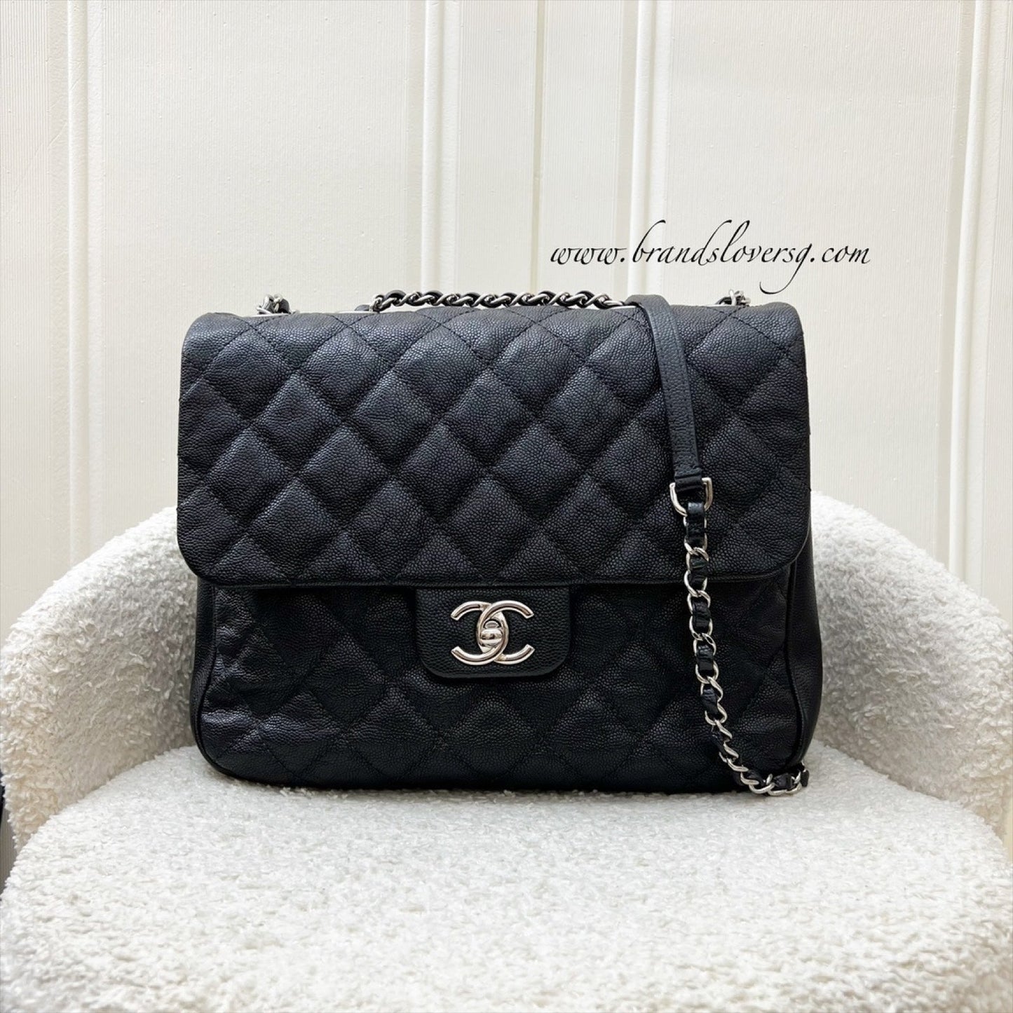 Chanel 18P Seasonal Flap in Black Caviar and Shw ( ) Handbag