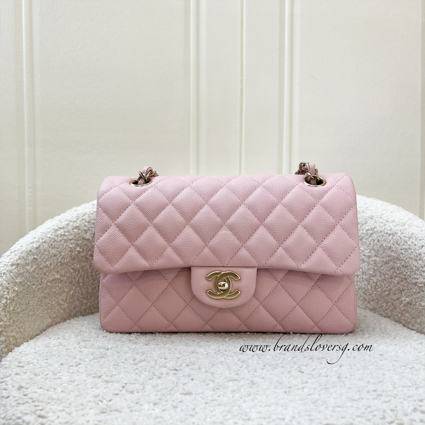 Chanel Small Classic Flap Cf In 22B Pink Caviar And Lghw Bag