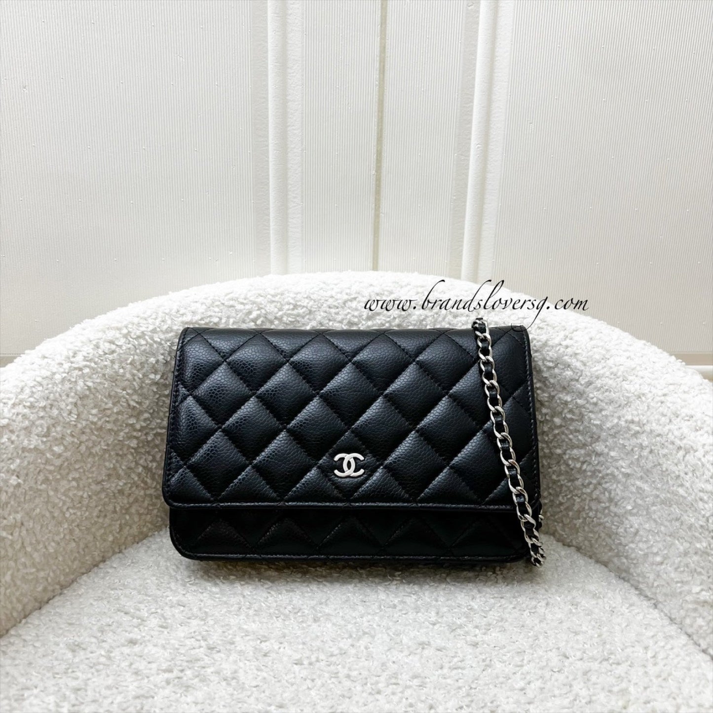 Chanel Classic Wallet On Chain WOC In Black Caviar And Shw