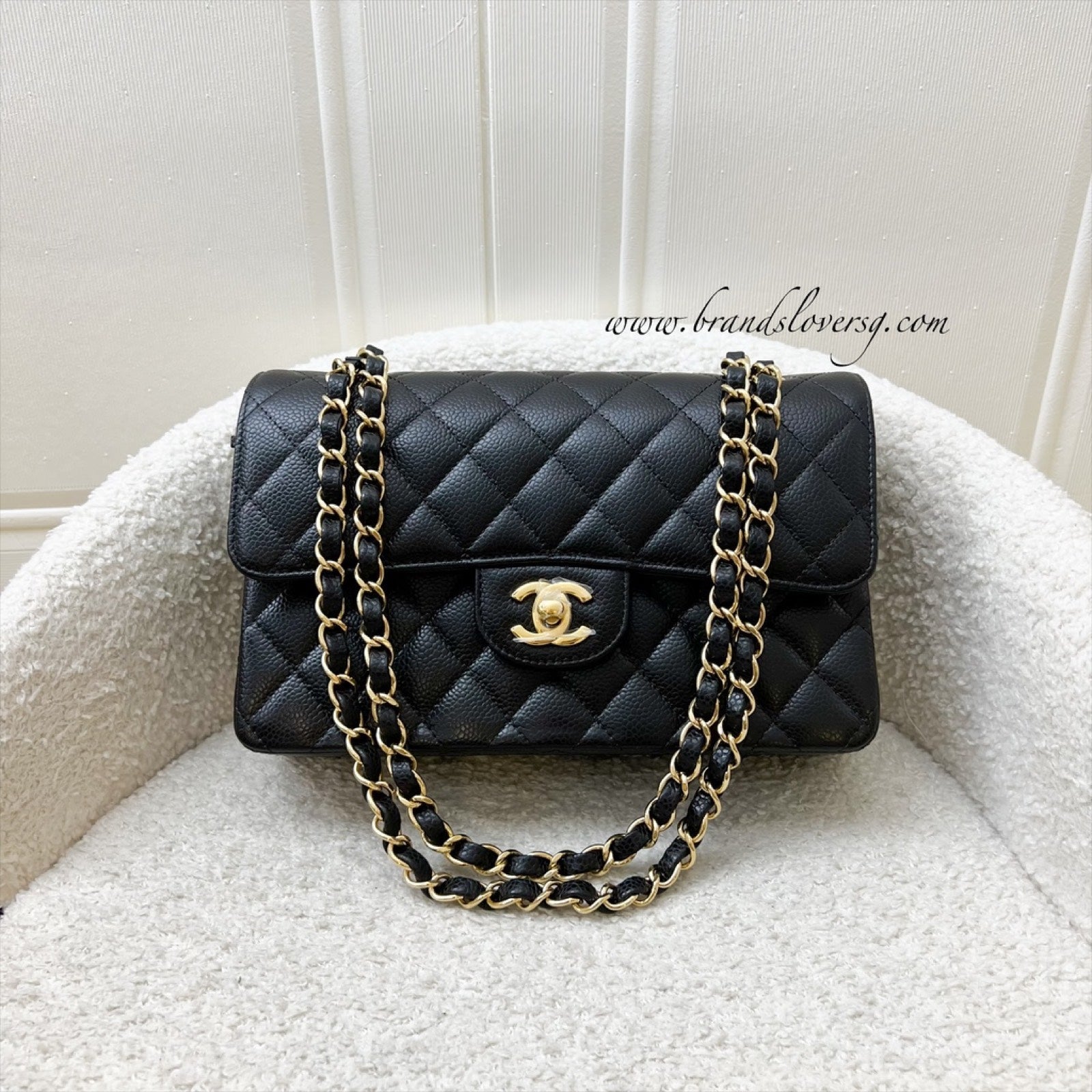 Chanel [brand New Full Set May 2022] Small Classic Flap Cf in Black Caviar and Ghw ( ) Handbag