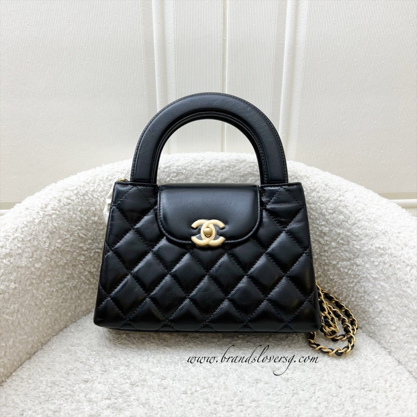 Chanel [Brand New - Nov ] Mini Small Kelly Bag In 25C Black Shiny Distressed Calfskin And Aghw ( )