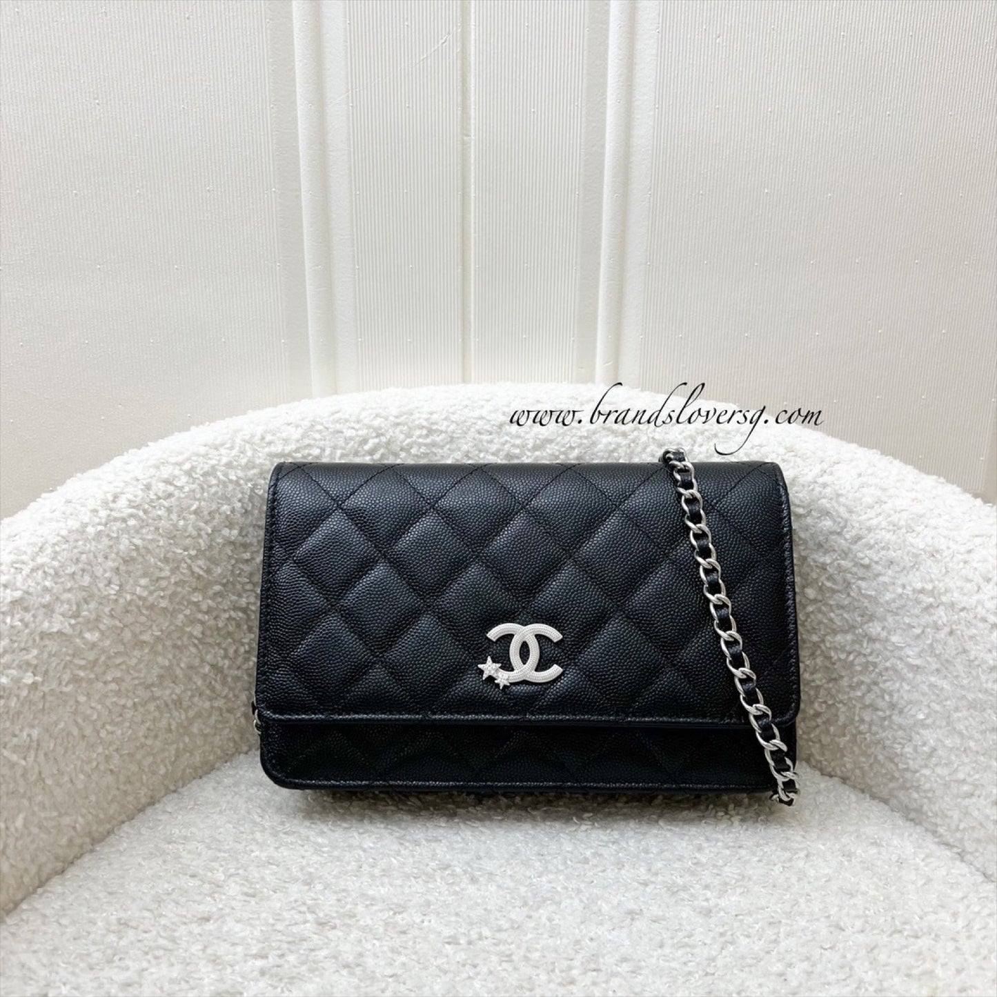 Chanel [bn Sep 2025] 25B Shooting Star Logo Wallet on Chain WOC in Black Caviar and Shw ( ) Handbag
