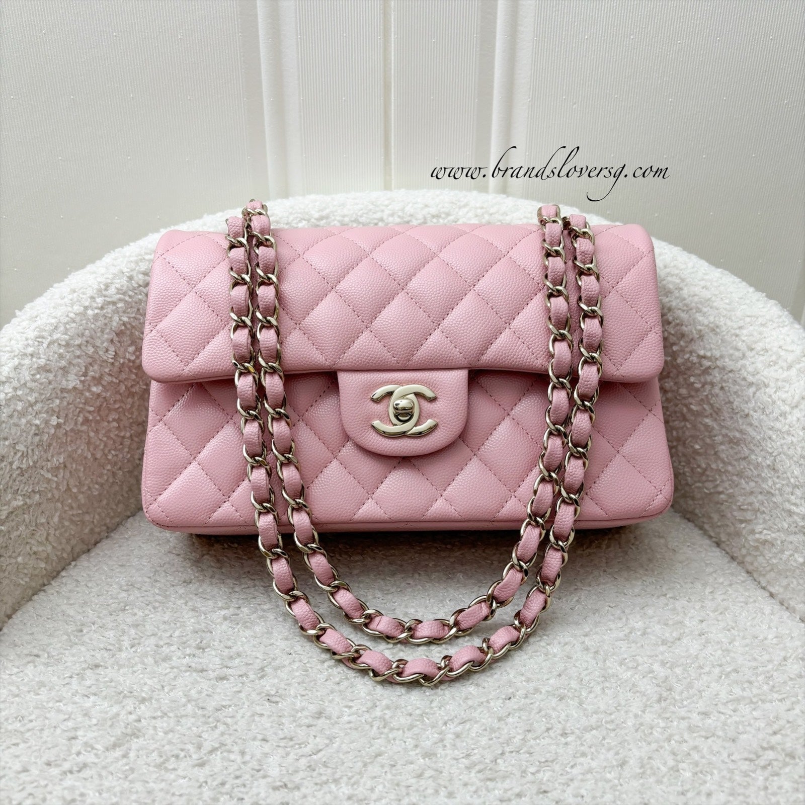 Chanel Small Classic Flap Cf In 22C Sakura Pink Caviar Lghw Bag