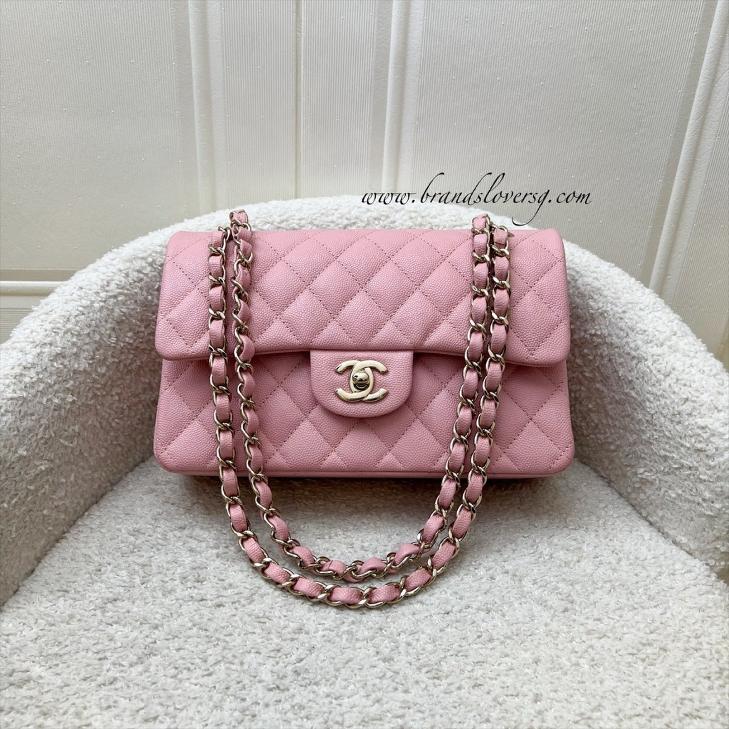 Chanel Small Classic Flap Cf in 22C Sakura Pink Caviar and Lghw ( ) Handbag