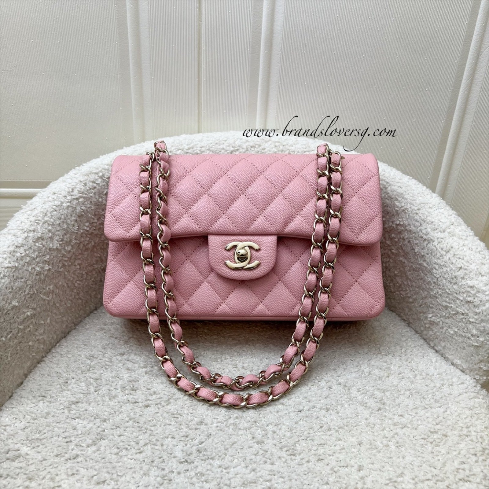 Chanel Small Classic Flap Cf in 22C Sakura Pink Caviar and Lghw ( ) Handbag