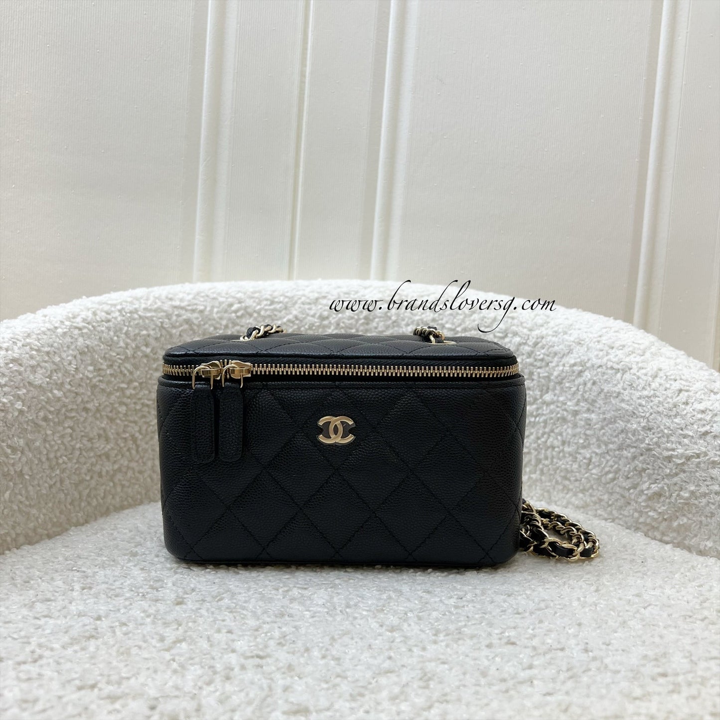 Chanel 20P Classic Small Vanity in Black Caviar and Lghw (AP1341) Handbag