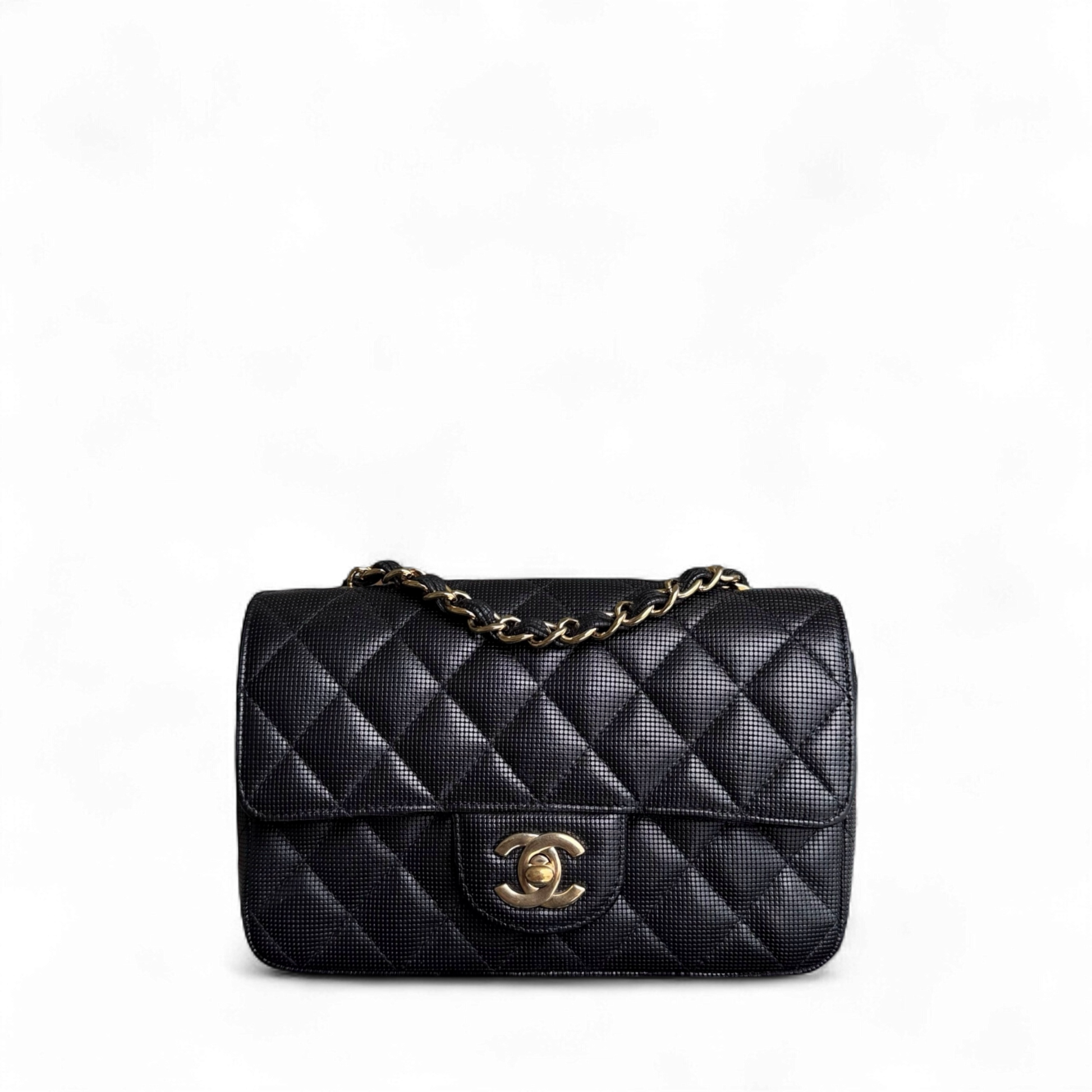 Chanel Classic Flap Mini - Pixelated Calfskin 20CM Limited Edition Quilted Black Gold Hardware Series 21