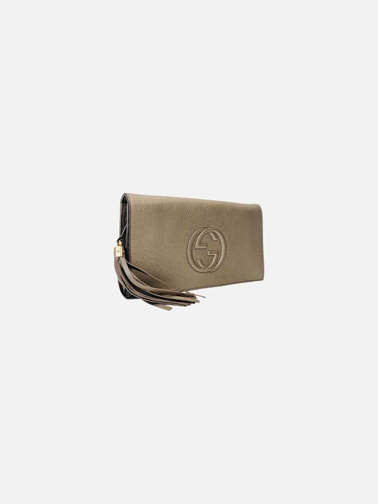 GUCCI Soho Metallic Gold Clutch
