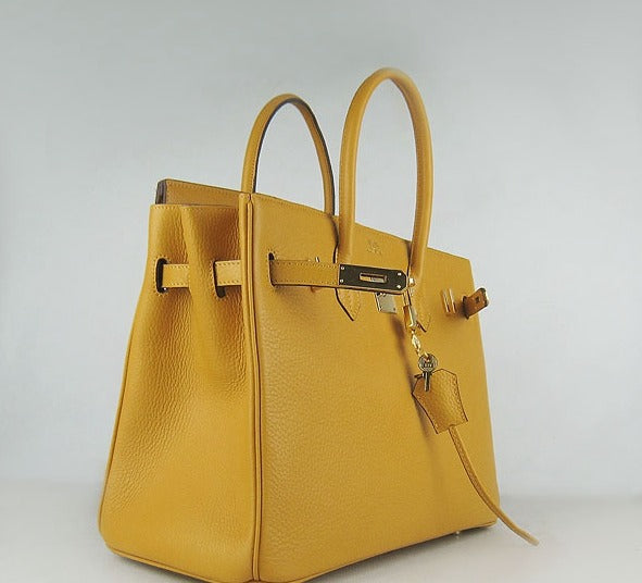 Hermes Luxury Birkin Cm Togo Handbags Yellow Golden Leather Travel Bag
