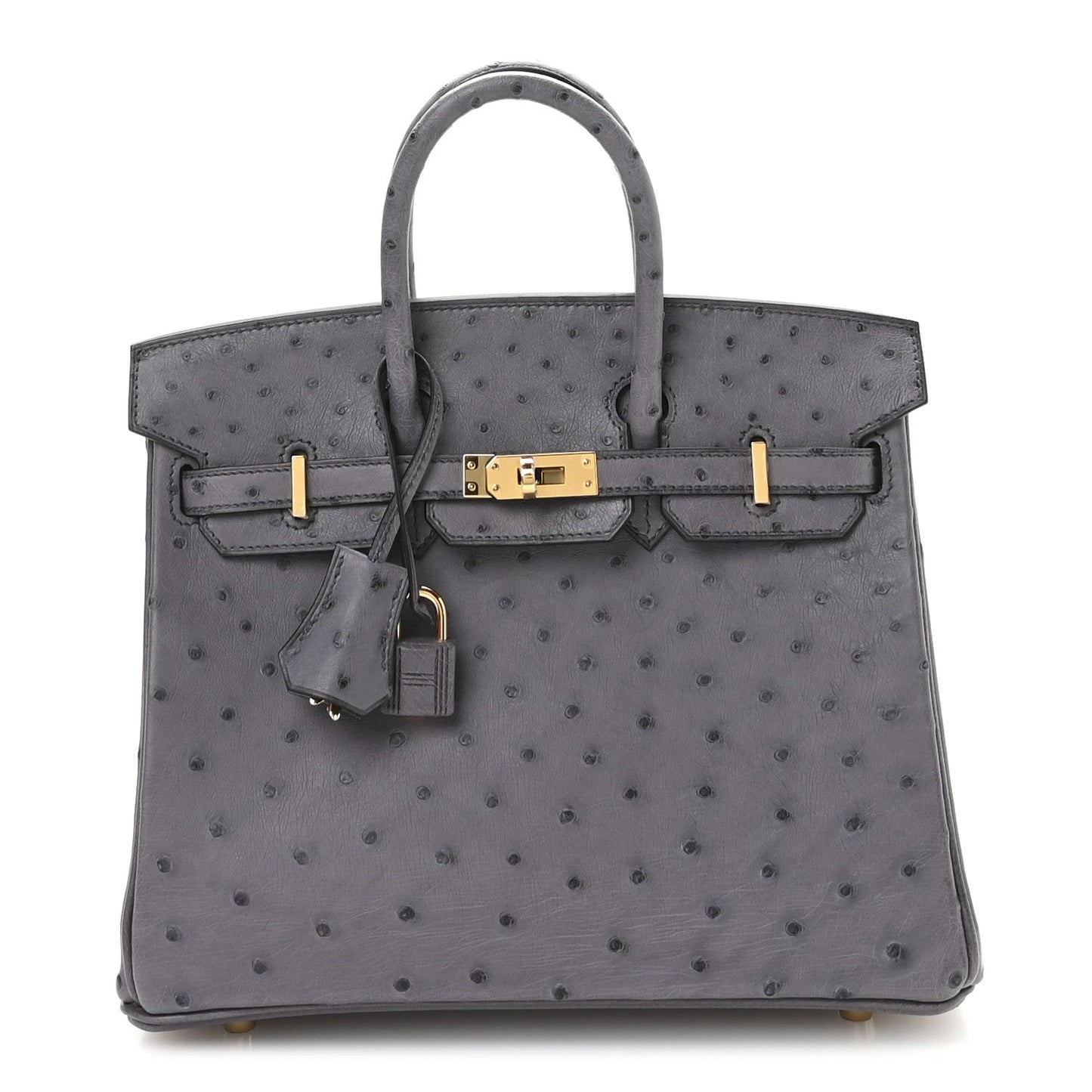 Hermes Ostrich Birkin Gris Agate Handbag Travel Bag